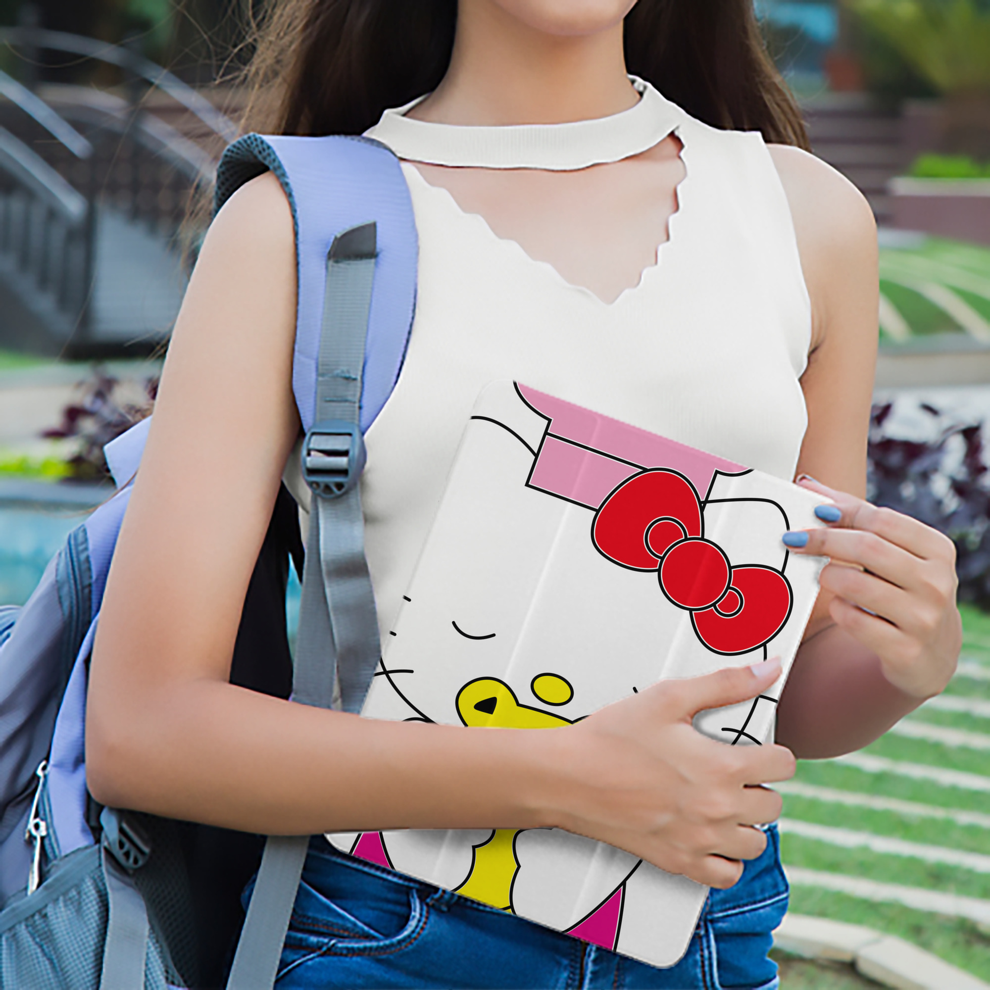 Hello Kitty ハローキティ IPad ケース ペン収納付き 三つ折りスタンド PUレザー×シリコン 対応機種9.5/10.5/10.9インチ