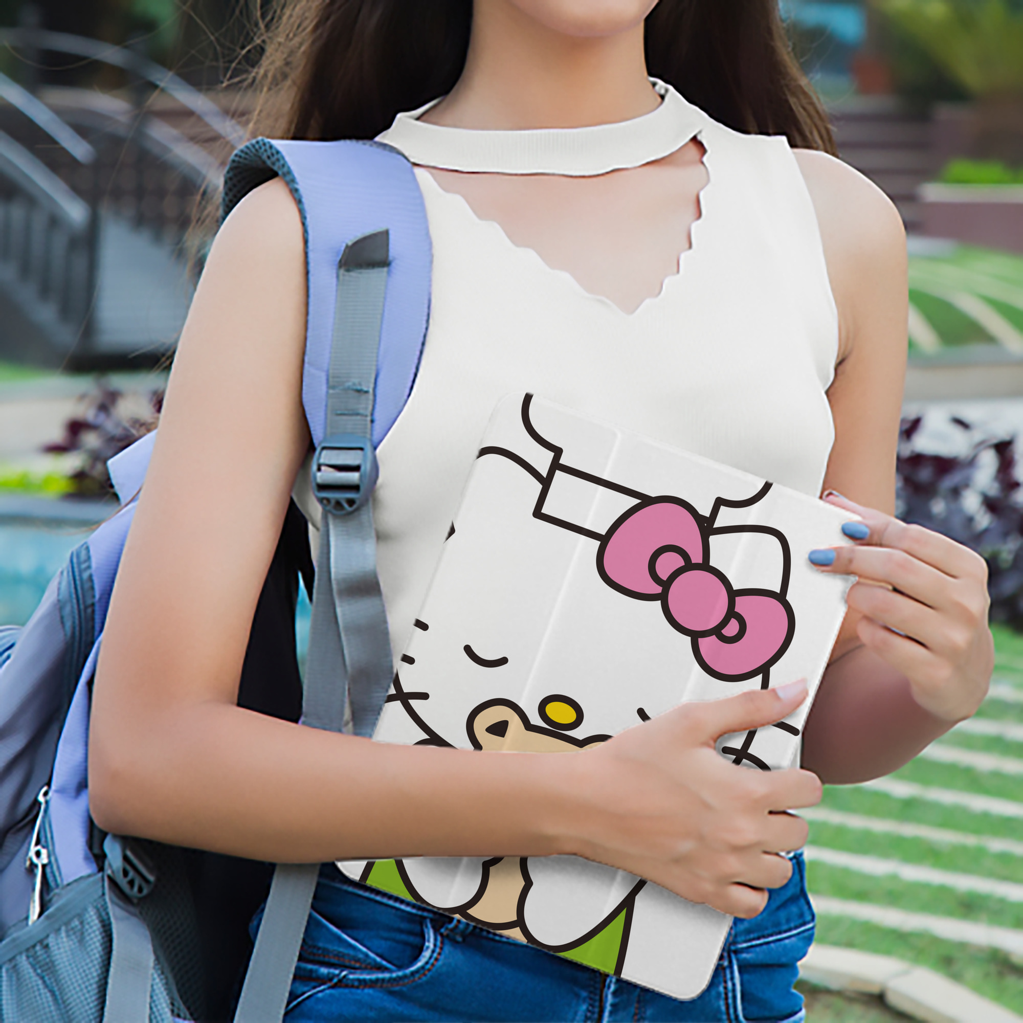 Hello Kitty ハローキティ IPad ケース ペン収納付き 三つ折りスタンド PUレザー×シリコン 対応機種9.5/10.5/10.9インチ