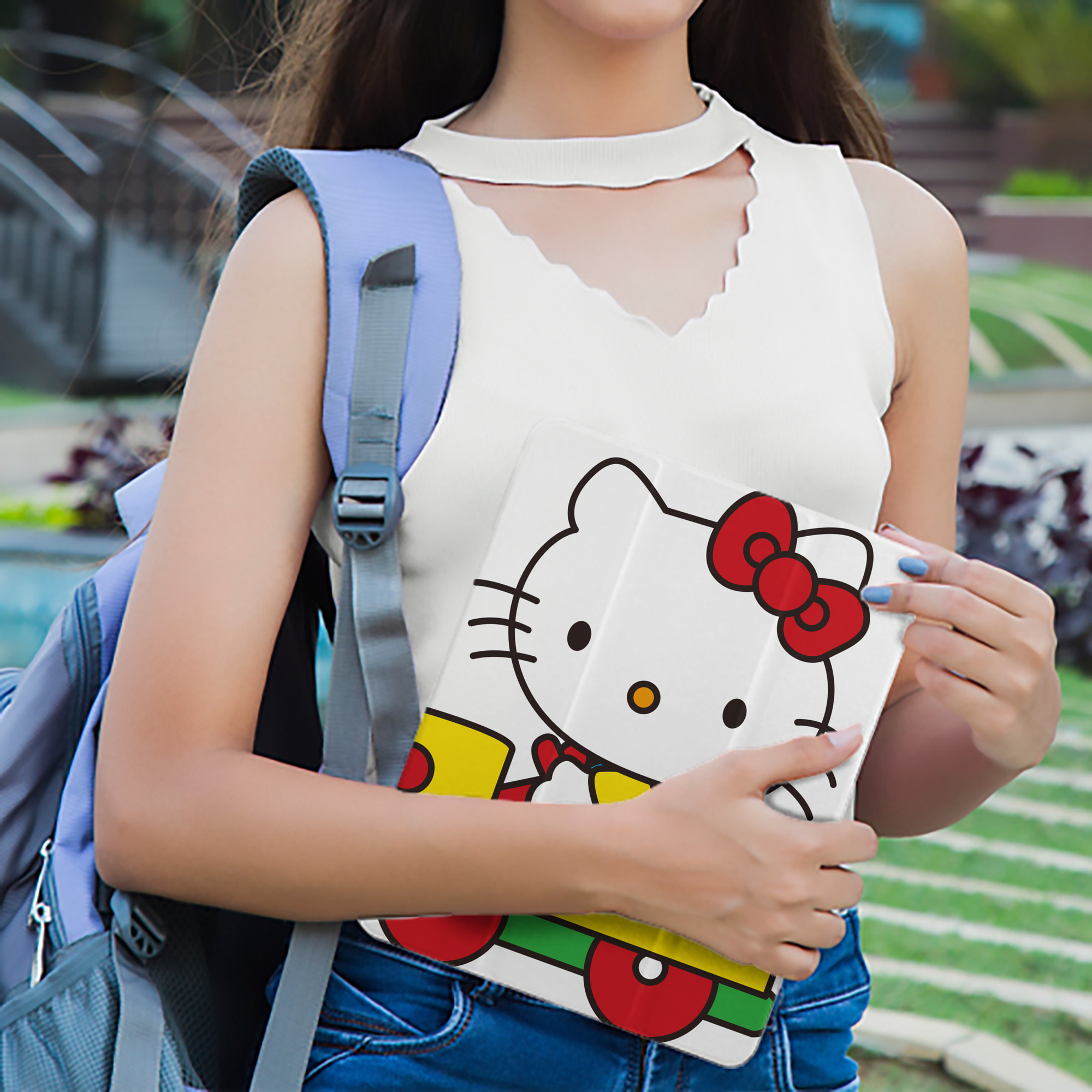 Hello Kitty ハローキティ IPad ケース ペン収納付き 三つ折りスタンド PUレザー×シリコン 対応機種9.5/10.5/10.9インチ
