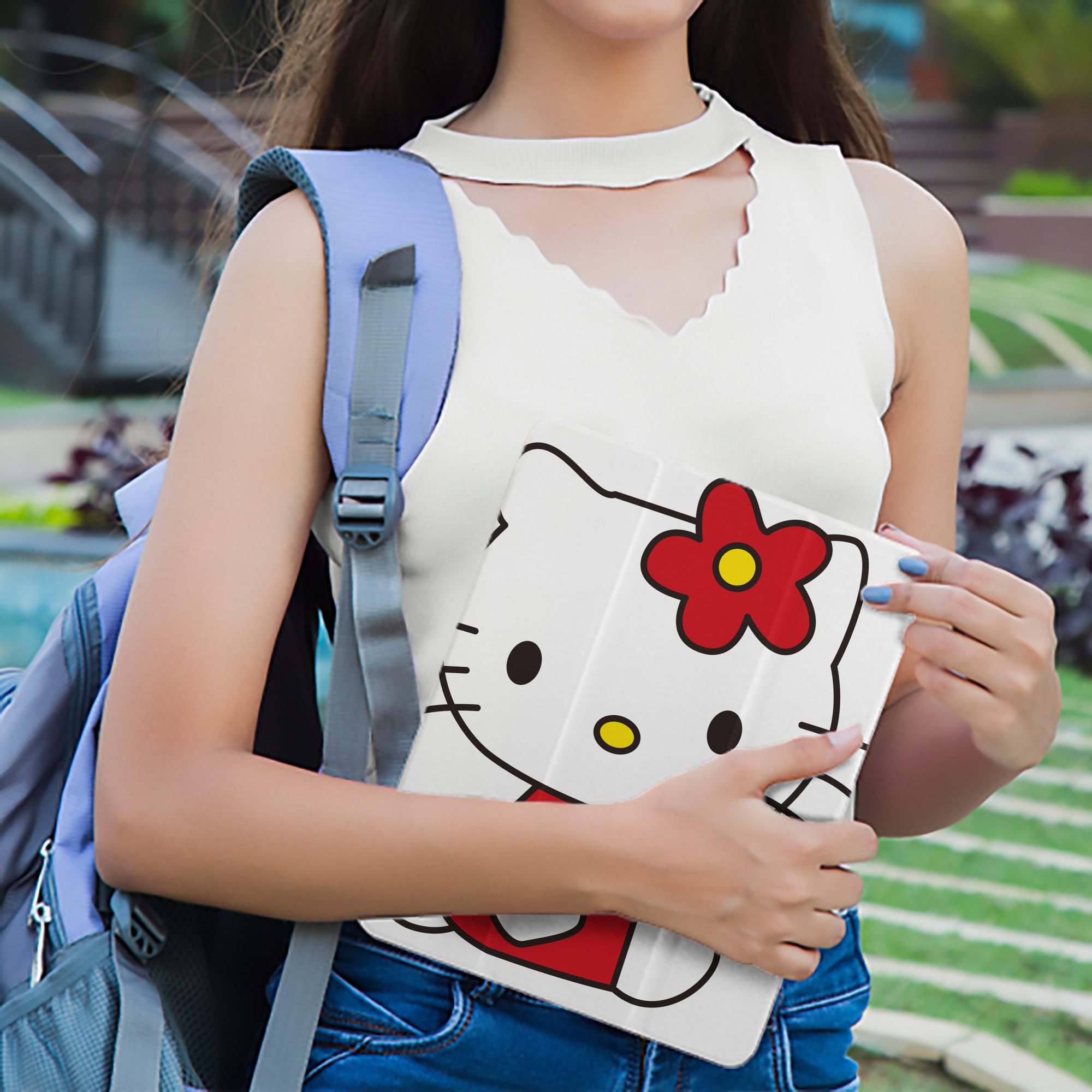 Hello Kitty ハローキティ IPad ケース ペン収納付き 三つ折りスタンド PUレザー×シリコン 対応機種9.5/10.5/10.9インチ