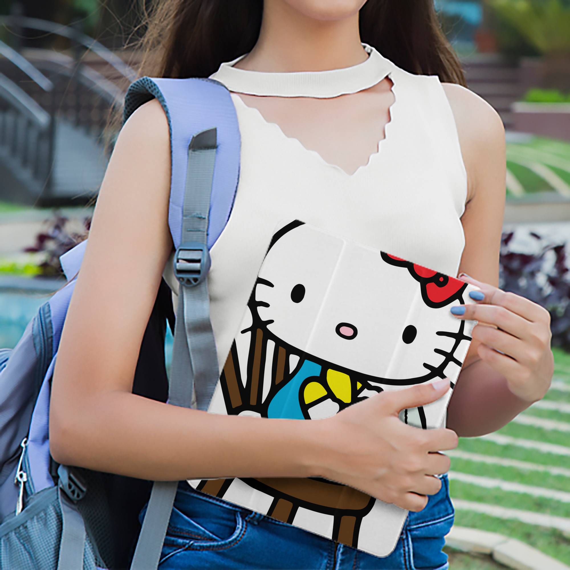 Hello Kitty ハローキティ IPad ケース ペン収納付き 三つ折りスタンド PUレザー×シリコン 対応機種9.5/10.5/10.9インチ