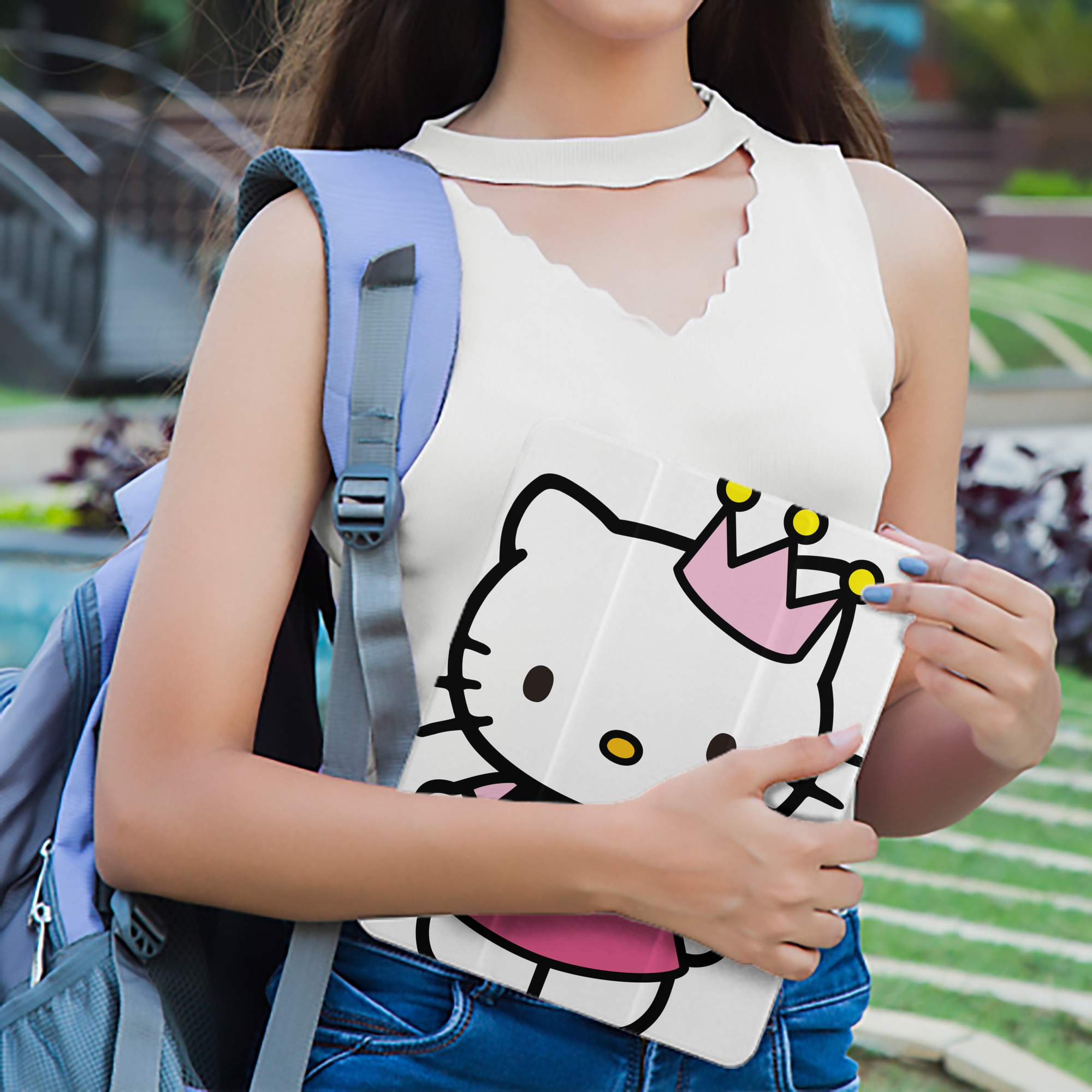 Hello Kitty ハローキティ IPad ケース ペン収納付き 三つ折りスタンド PUレザー×シリコン 対応機種9.5/10.5/10.9インチ