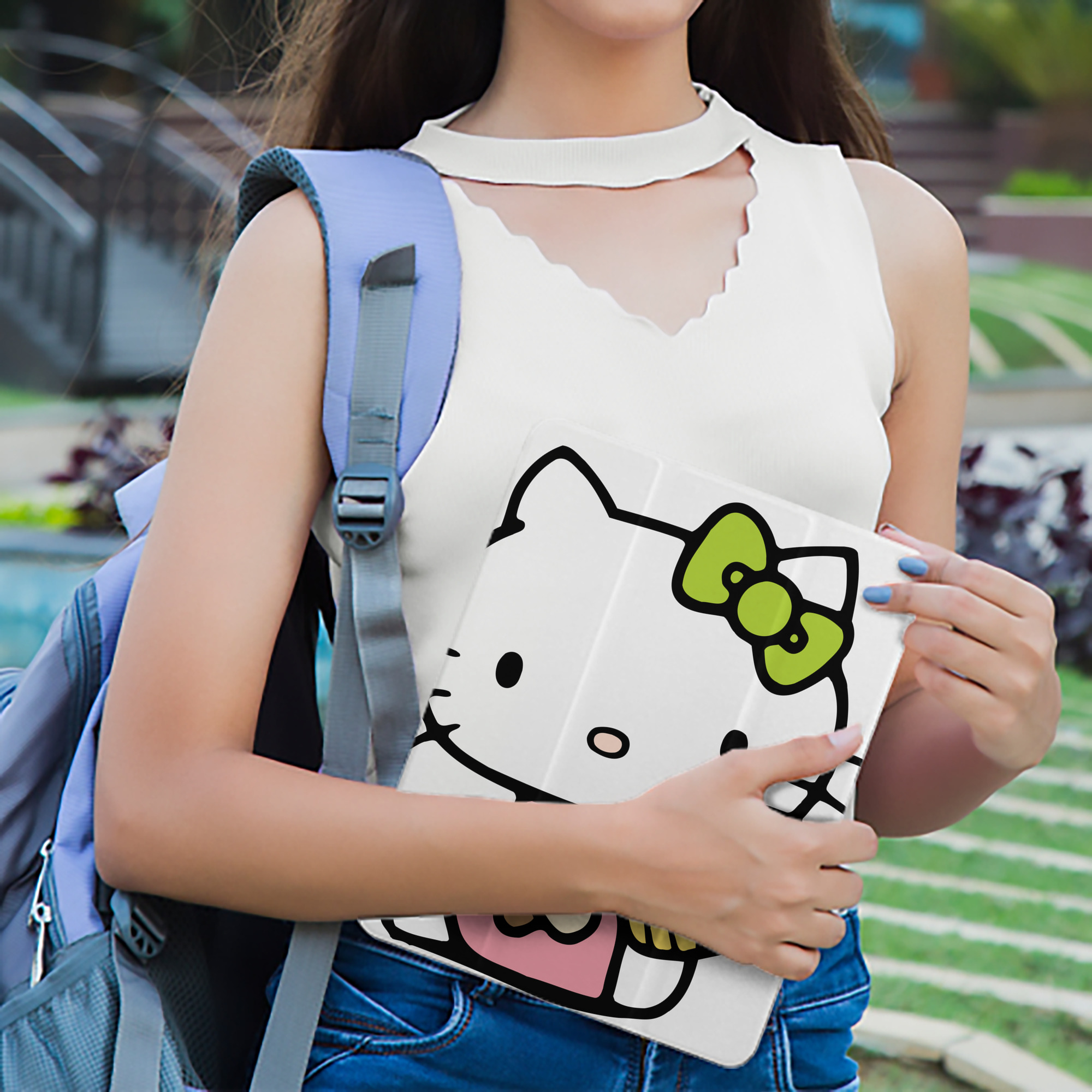 Hello Kitty ハローキティ IPad ケース ペン収納付き 三つ折りスタンド PUレザー×シリコン 対応機種9.5/10.5/10.9インチ