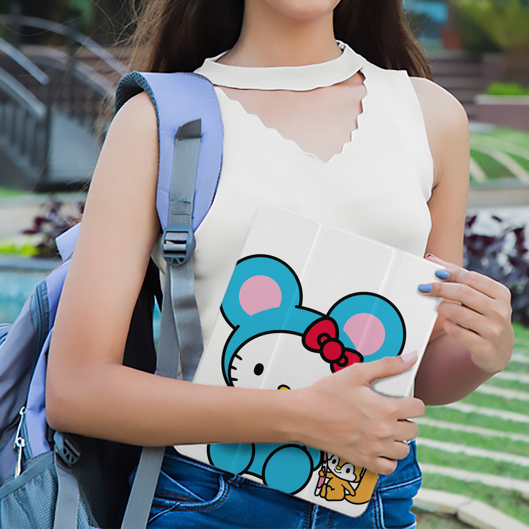 Hello Kitty ハローキティ IPad ケース ペン収納付き 三つ折りスタンド PUレザー×シリコン 対応機種9.5/10.5/10.9インチ