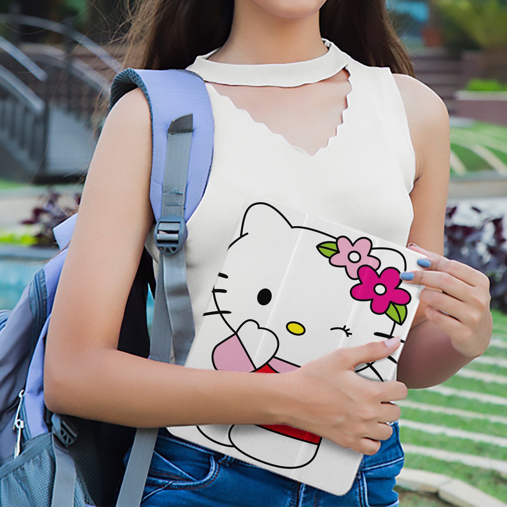 Hello Kitty ハローキティ IPad ケース ペン収納付き 三つ折りスタンド PUレザー×シリコン 対応機種9.5/10.5/10.9インチ