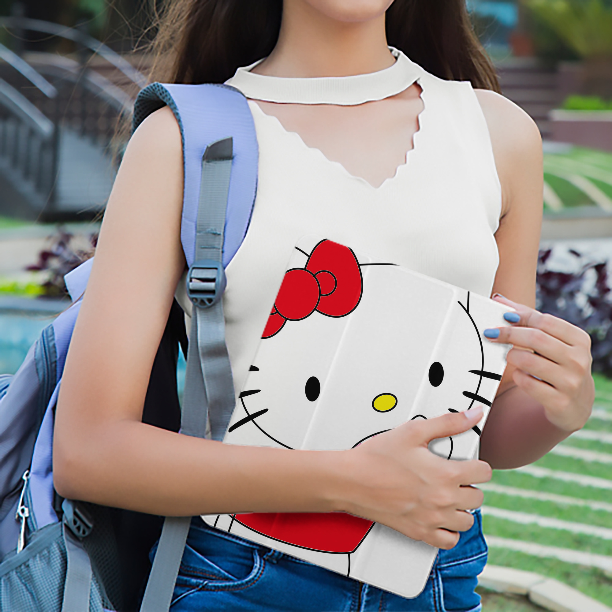 Hello Kitty ハローキティ IPad ケース ペン収納付き 三つ折りスタンド PUレザー×シリコン 対応機種9.5/10.5/10.9インチ