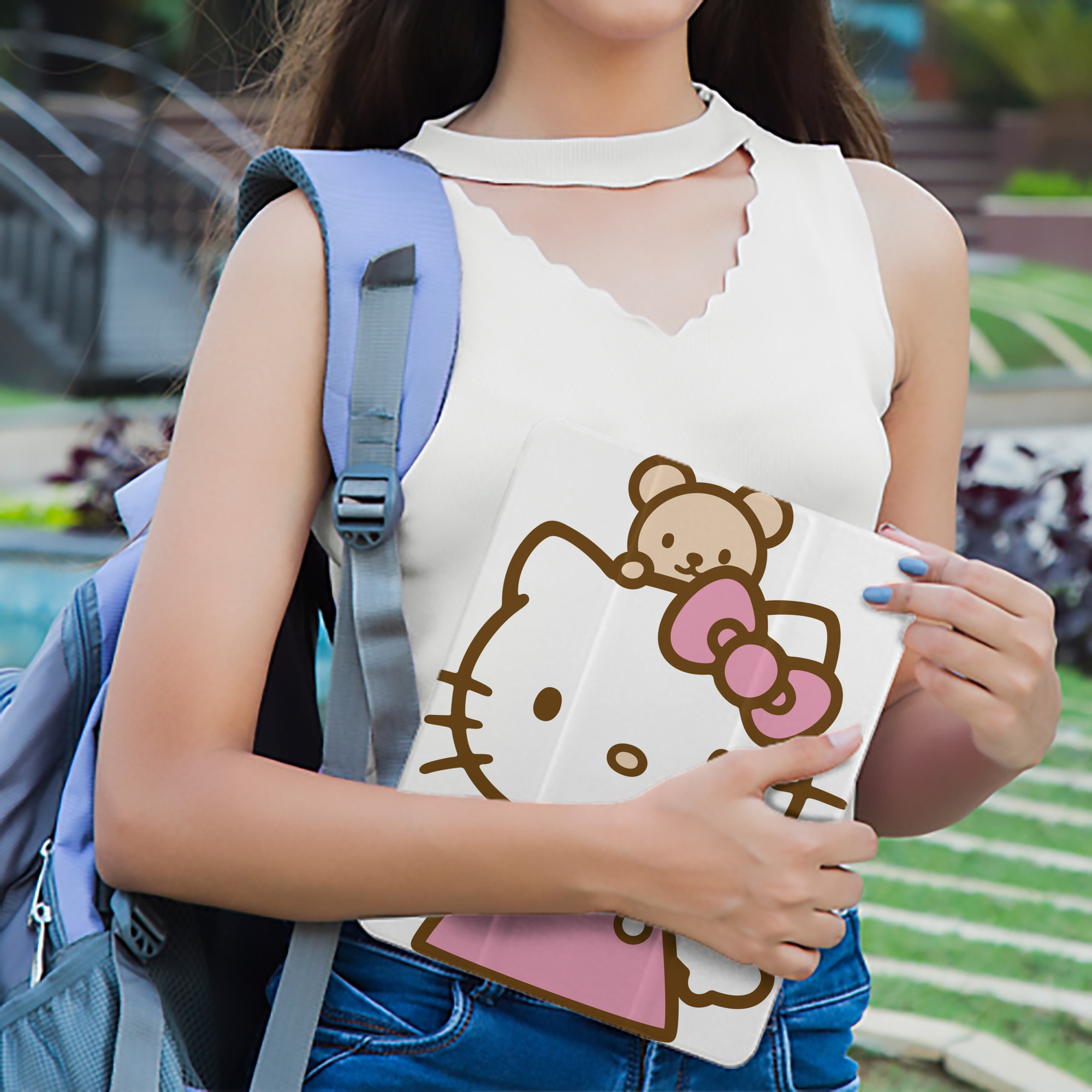 Hello Kitty ハローキティ IPad ケース ペン収納付き 三つ折りスタンド PUレザー×シリコン 対応機種9.5/10.5/10.9インチ