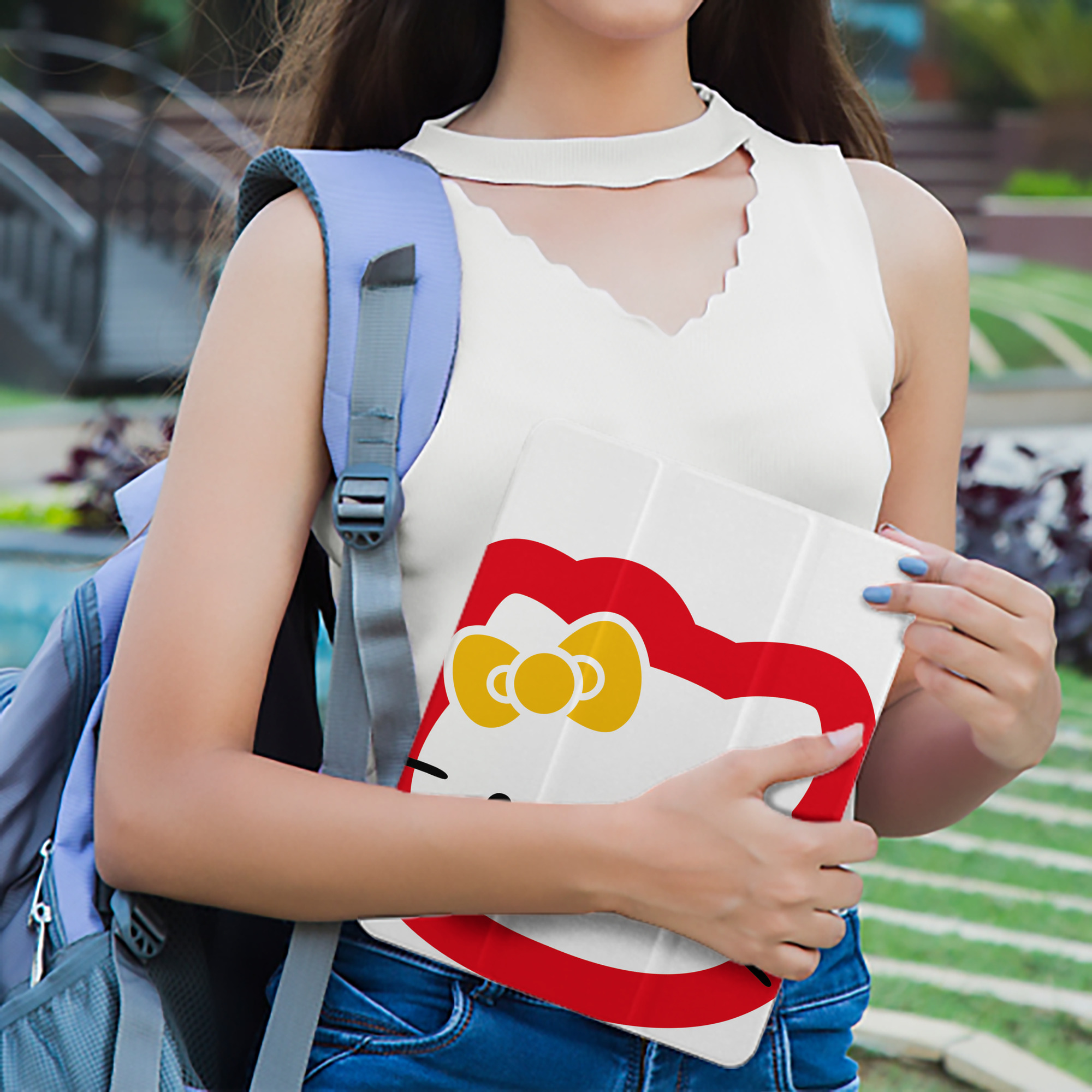 Hello Kitty ハローキティ IPad ケース ペン収納付き 三つ折りスタンド PUレザー×シリコン 対応機種9.5/10.5/10.9インチ