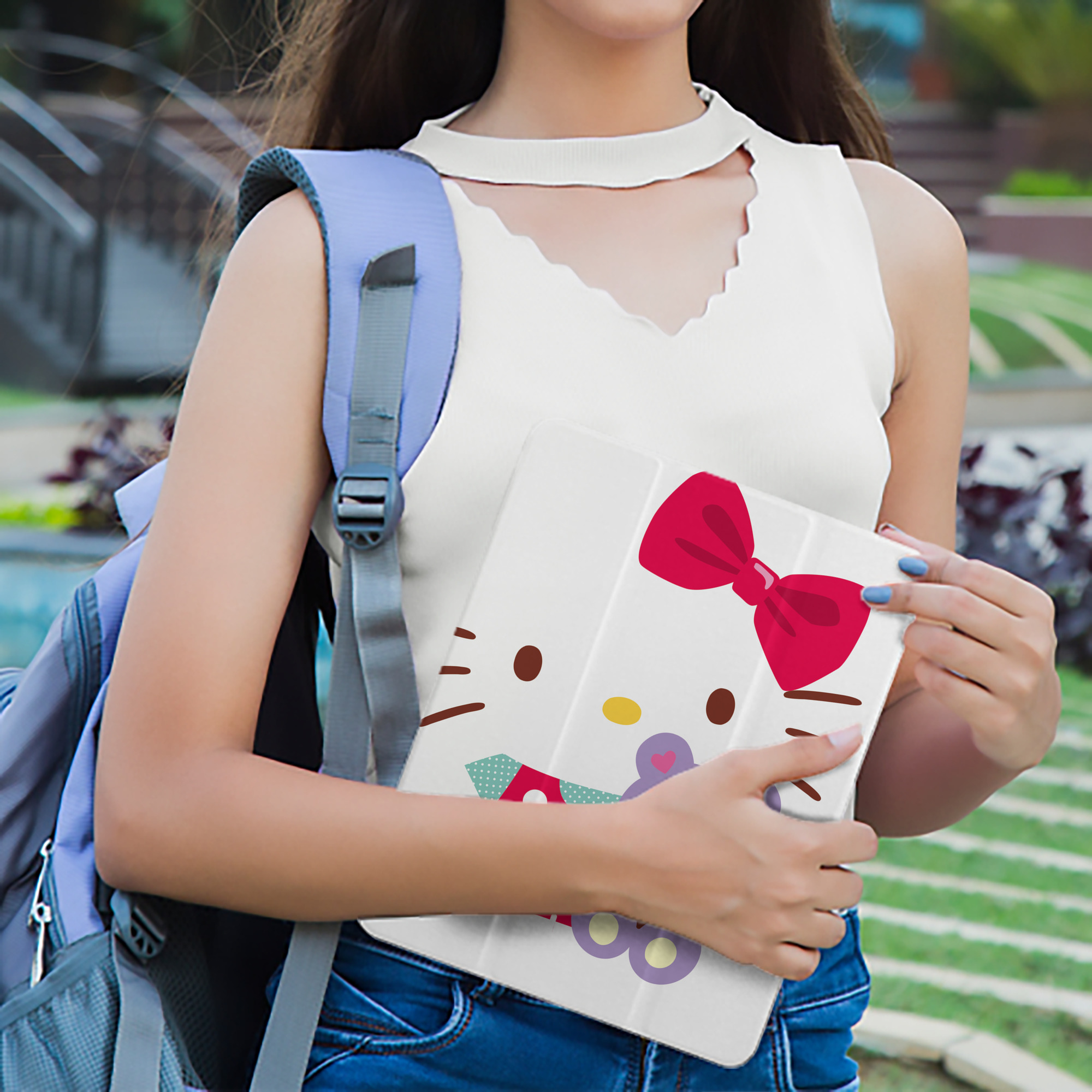 Hello Kitty ハローキティ IPad ケース ペン収納付き 三つ折りスタンド PUレザー×シリコン 対応機種9.5/10.5/10.9インチ