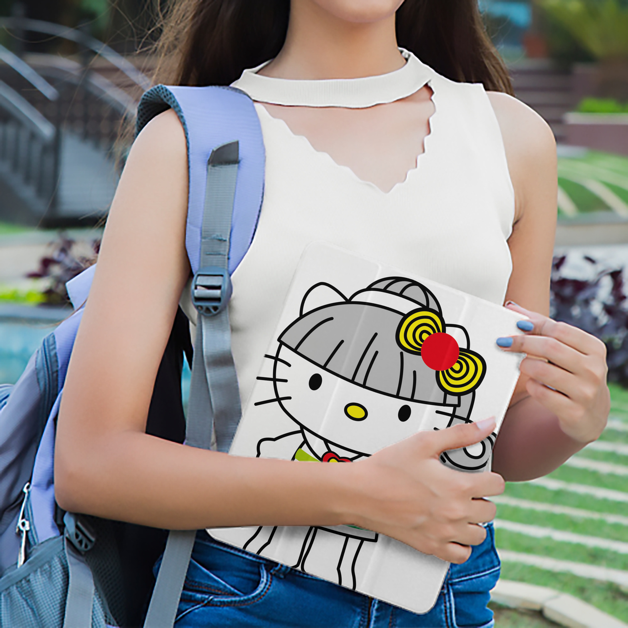 Hello Kitty ハローキティ IPad ケース ペン収納付き 三つ折りスタンド PUレザー×シリコン 対応機種9.5/10.5/10.9インチ