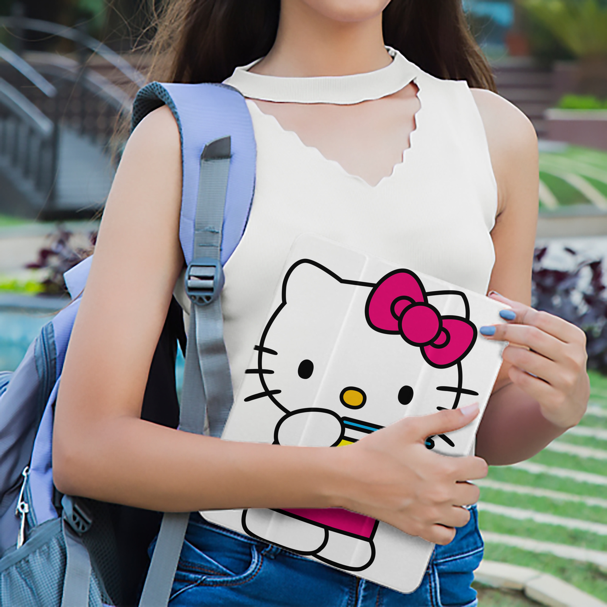 Hello Kitty ハローキティ IPad ケース ペン収納付き 三つ折りスタンド PUレザー×シリコン 対応機種9.5/10.5/10.9インチ