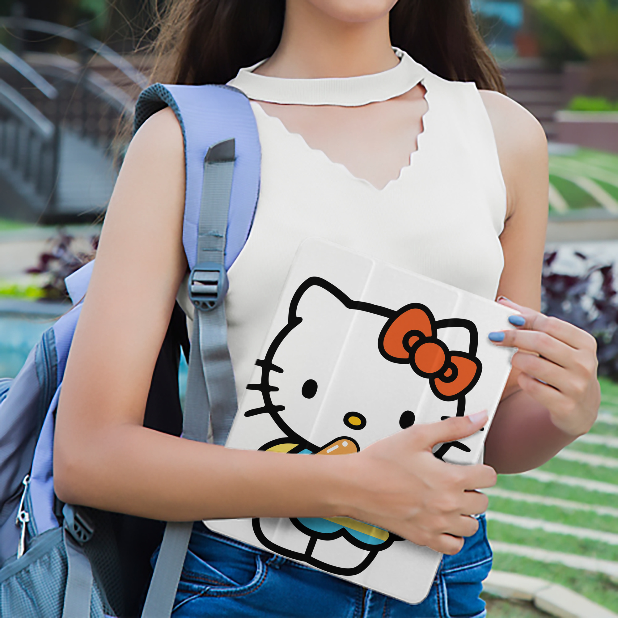 Hello Kitty ハローキティ IPad ケース ペン収納付き 三つ折りスタンド PUレザー×シリコン 対応機種9.5/10.5/10.9インチ