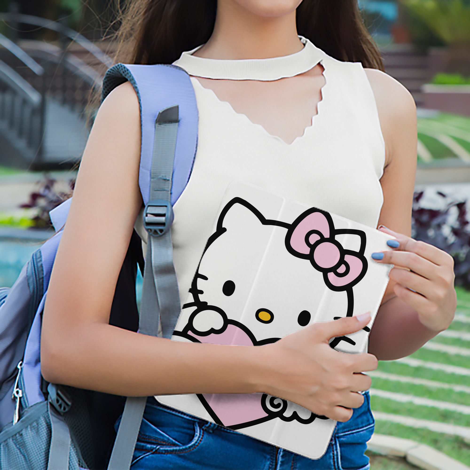 Hello Kitty ハローキティ IPad ケース ペン収納付き 三つ折りスタンド PUレザー×シリコン 対応機種9.5/10.5/10.9インチ