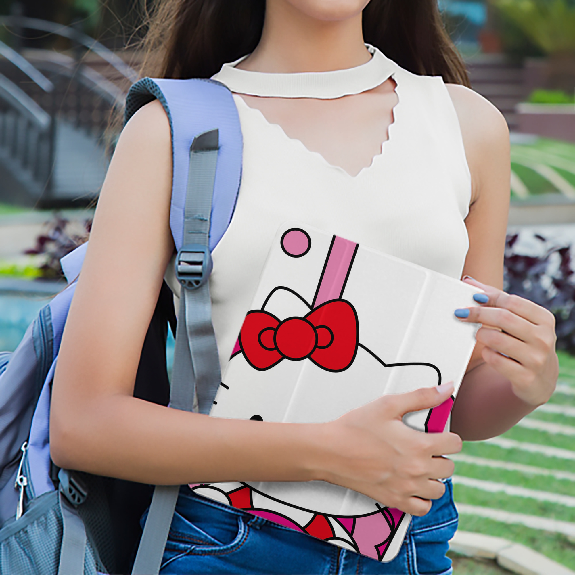 Hello Kitty ハローキティ IPad ケース ペン収納付き 三つ折りスタンド PUレザー×シリコン 対応機種9.5/10.5/10.9インチ