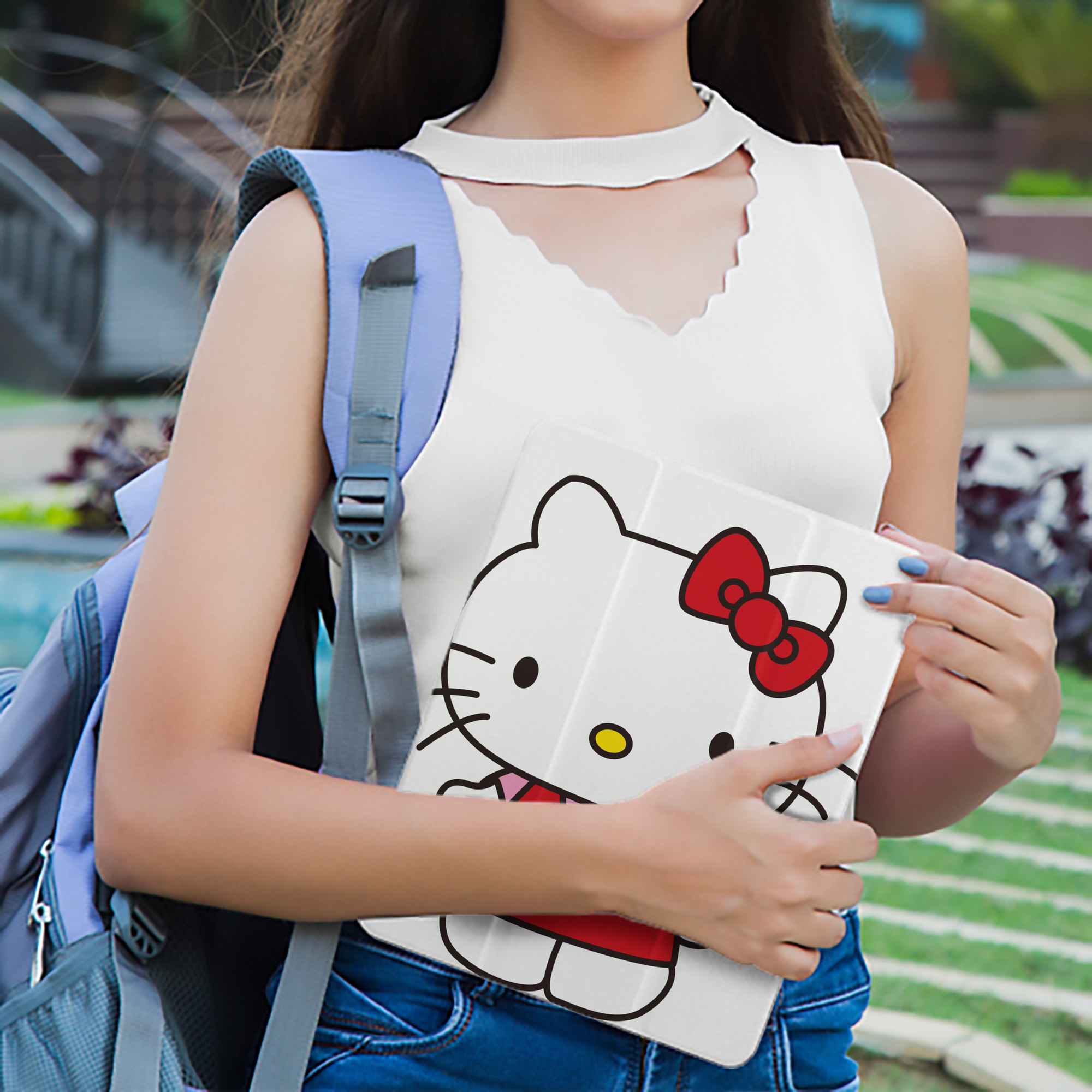 Hello Kitty ハローキティ IPad ケース ペン収納付き 三つ折りスタンド PUレザー×シリコン 対応機種9.5/10.5/10.9インチ