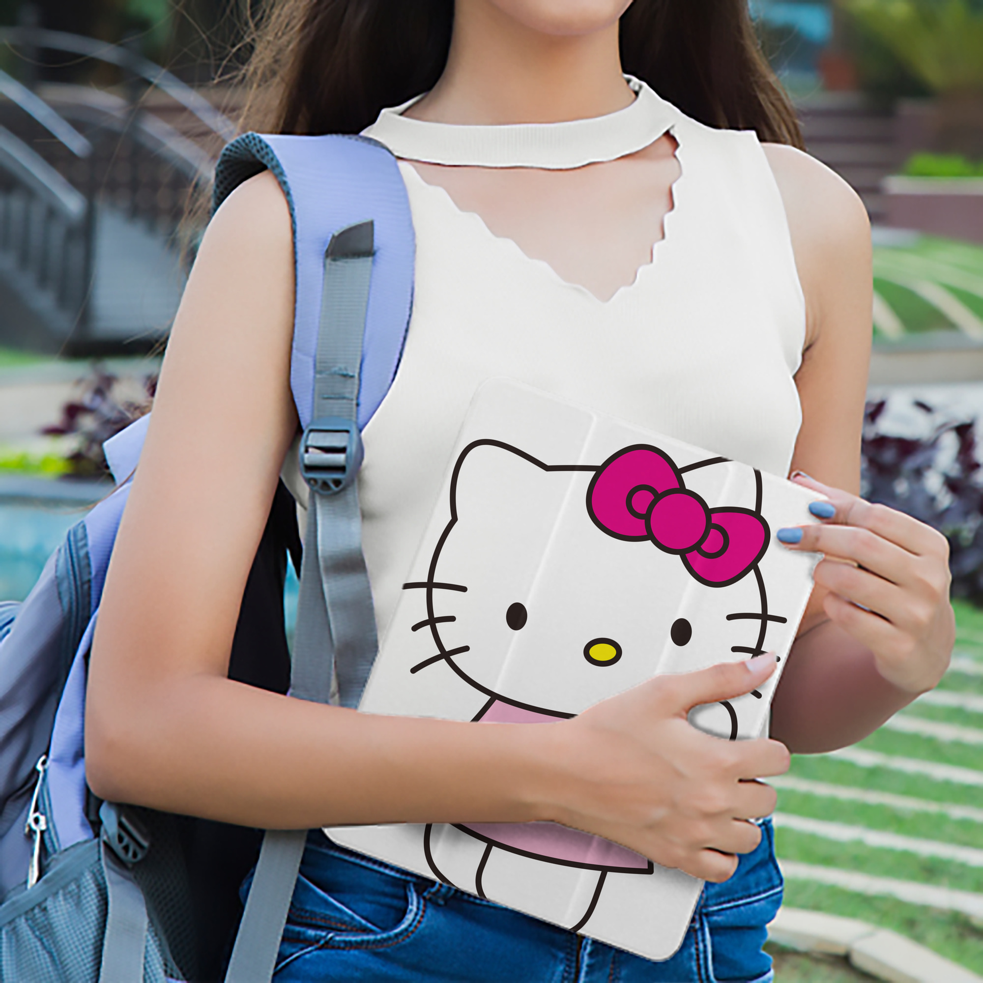 Hello Kitty ハローキティ IPad ケース ペン収納付き 三つ折りスタンド PUレザー×シリコン 対応機種9.5/10.5/10.9インチ