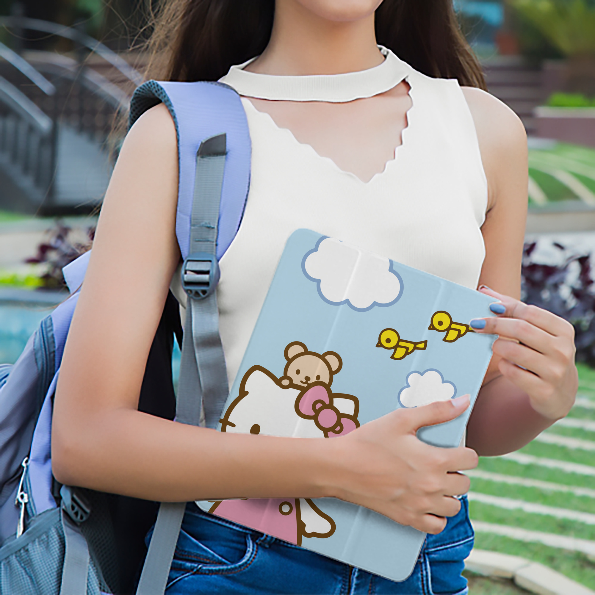 Hello Kitty ハローキティ IPad ケース ペン収納付き 三つ折りスタンド PUレザー×シリコン 対応機種9.5/10.5/10.9インチ