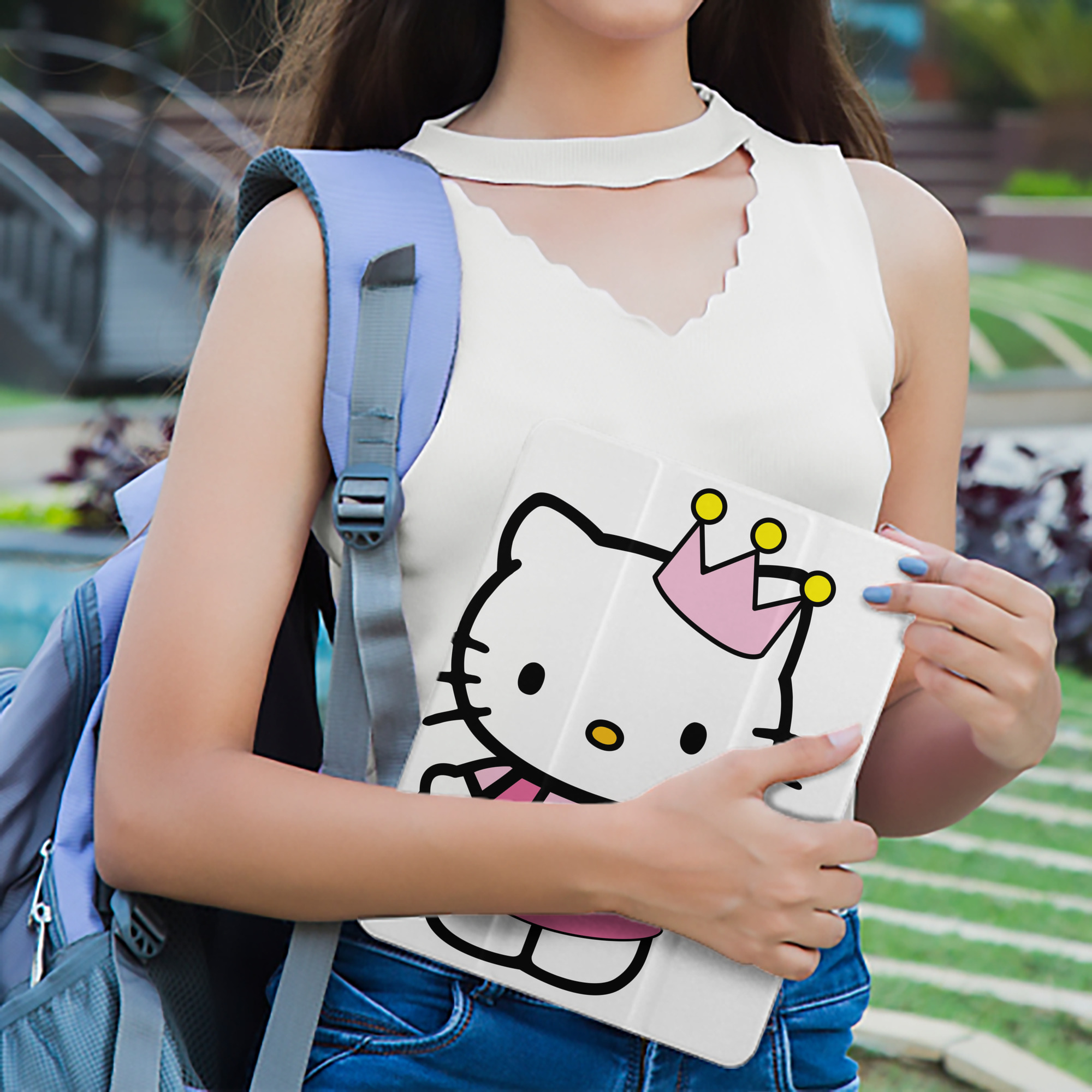 Hello Kitty ハローキティ IPad ケース ペン収納付き 三つ折りスタンド PUレザー×シリコン 対応機種9.5/10.5/10.9インチ