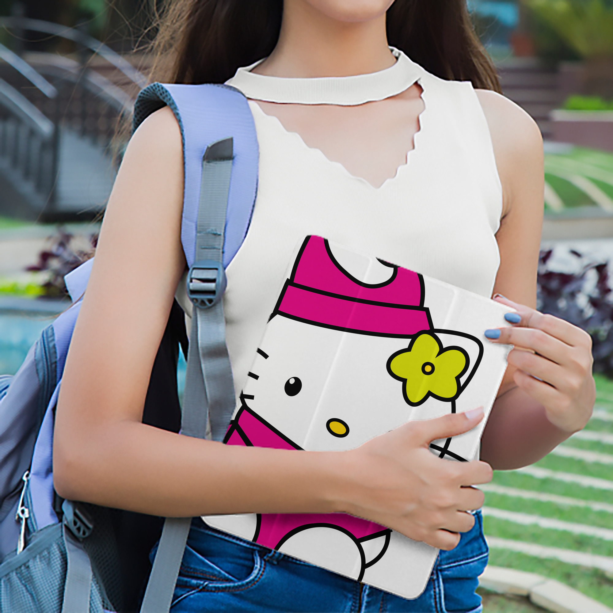 Hello Kitty ハローキティ IPad ケース ペン収納付き 三つ折りスタンド PUレザー×シリコン 対応機種9.5/10.5/10.9インチ