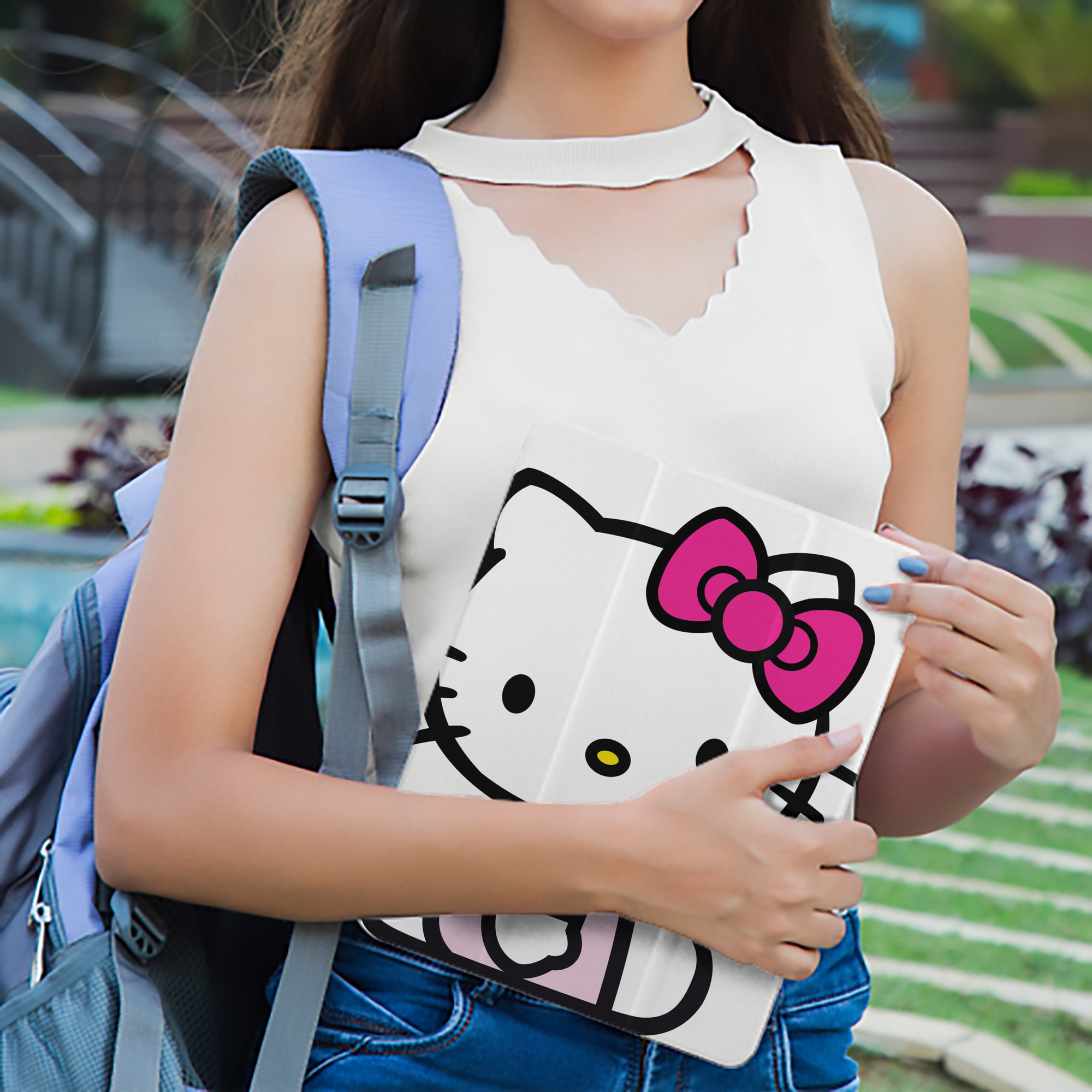 Hello Kitty ハローキティ IPad ケース ペン収納付き 三つ折りスタンド PUレザー×シリコン 対応機種9.5/10.5/10.9インチ