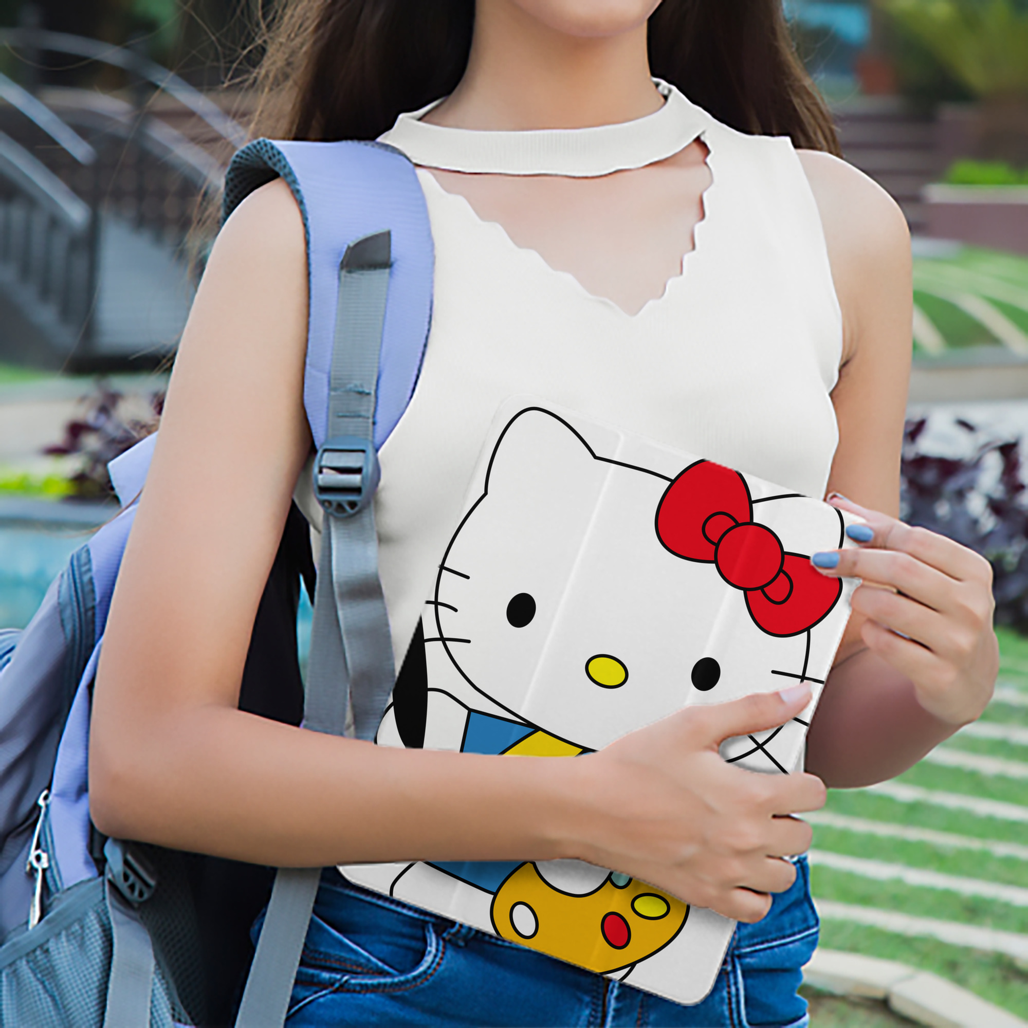 Hello Kitty ハローキティ IPad ケース ペン収納付き 三つ折りスタンド PUレザー×シリコン 対応機種9.5/10.5/10.9インチ