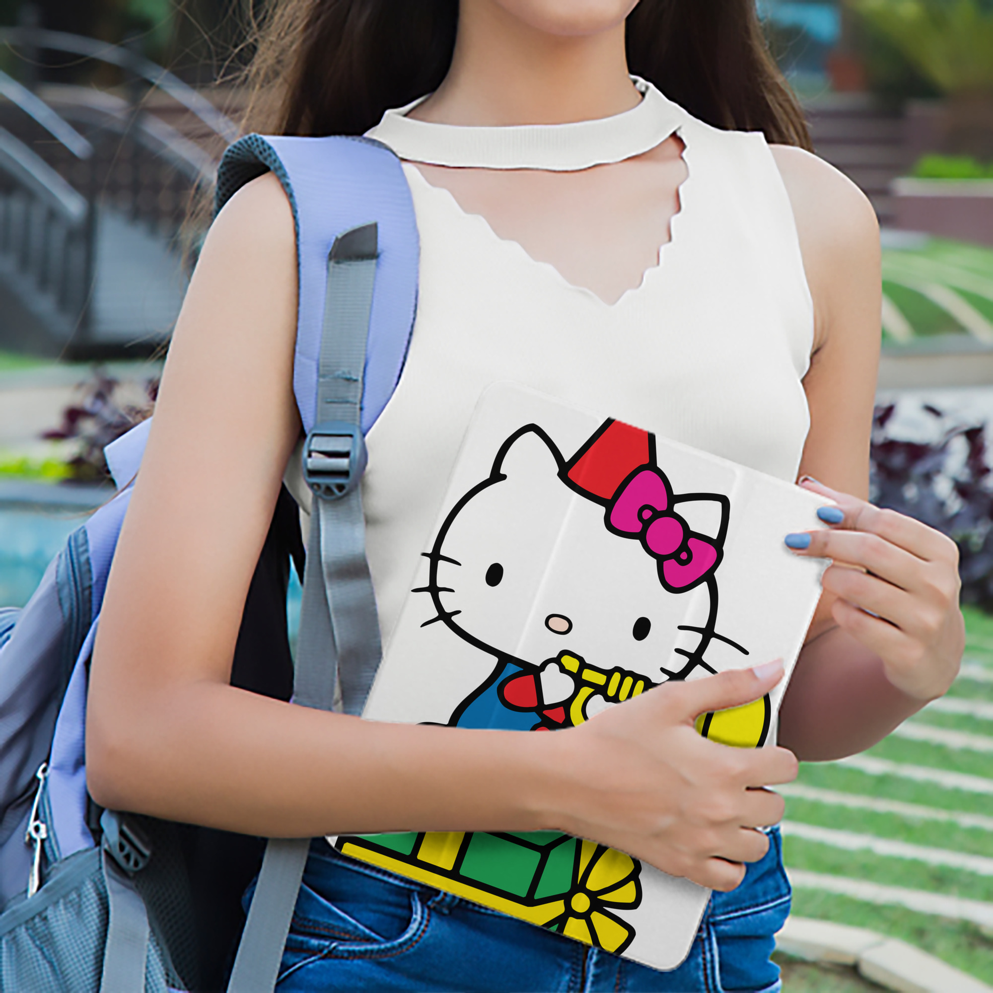 Hello Kitty ハローキティ IPad ケース ペン収納付き 三つ折りスタンド PUレザー×シリコン 対応機種9.5/10.5/10.9インチ