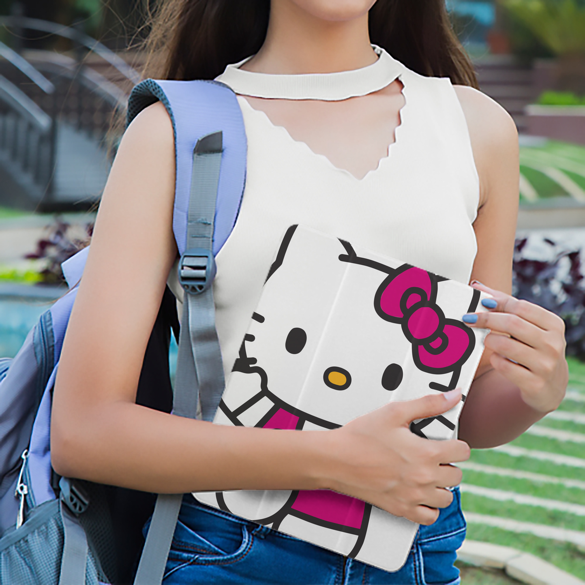 Hello Kitty ハローキティ IPad ケース ペン収納付き 三つ折りスタンド PUレザー×シリコン 対応機種9.5/10.5/10.9インチ