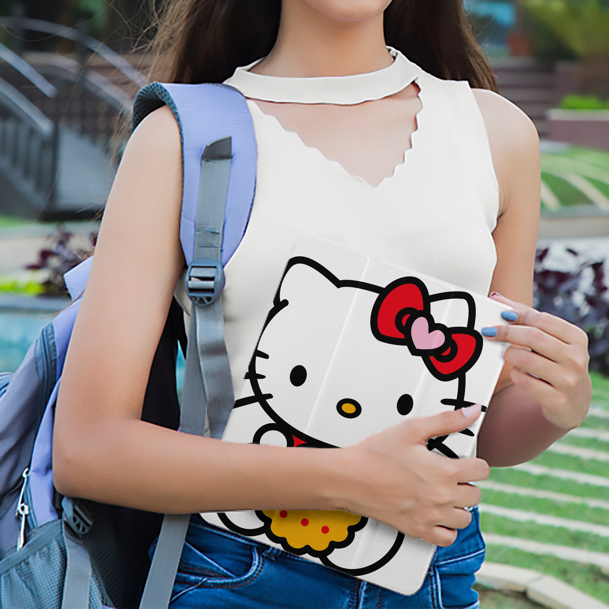 Hello Kitty ハローキティ IPad ケース ペン収納付き 三つ折りスタンド PUレザー×シリコン 対応機種9.5/10.5/10.9インチ