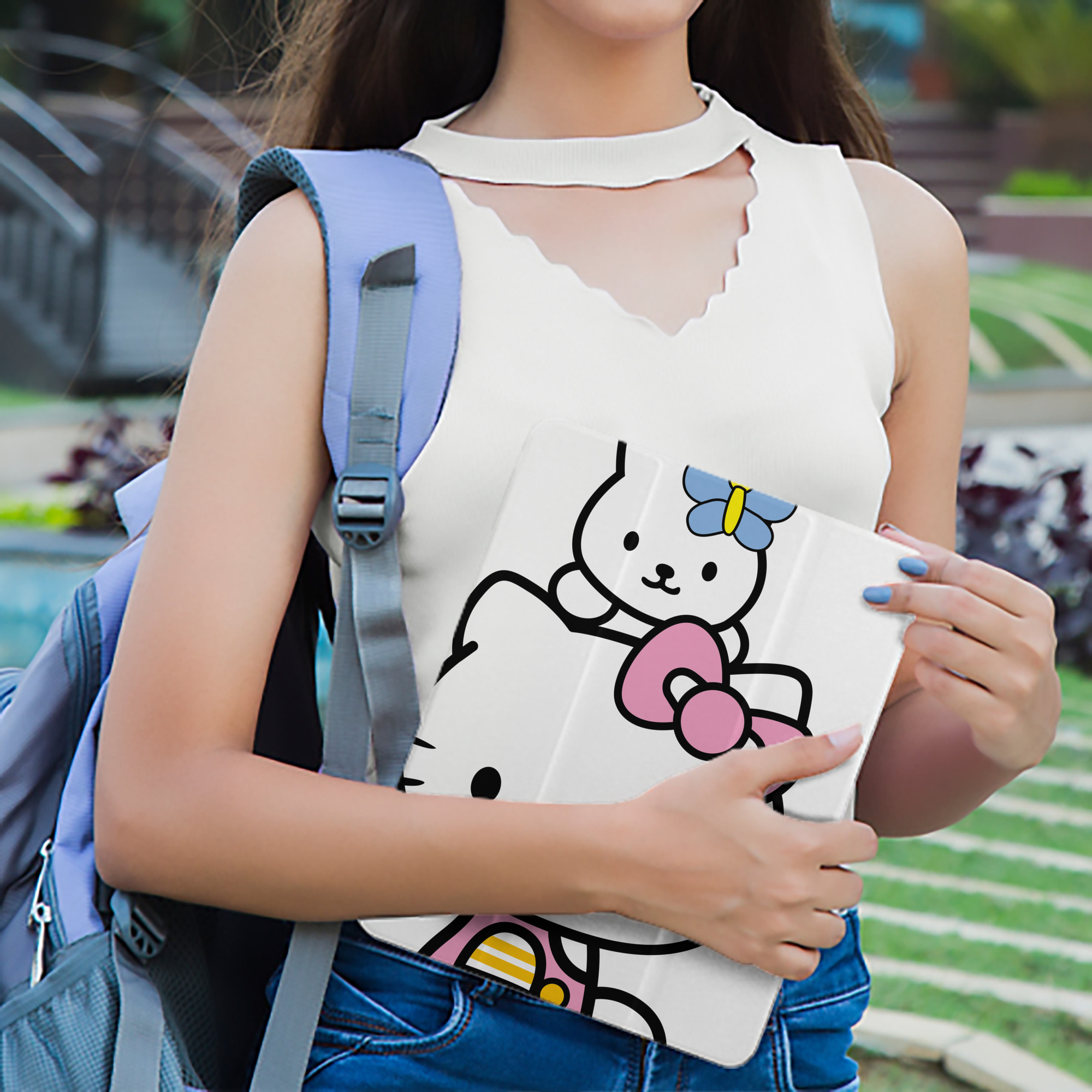 Hello Kitty ハローキティ IPad ケース ペン収納付き 三つ折りスタンド PUレザー×シリコン 対応機種9.5/10.5/10.9インチ