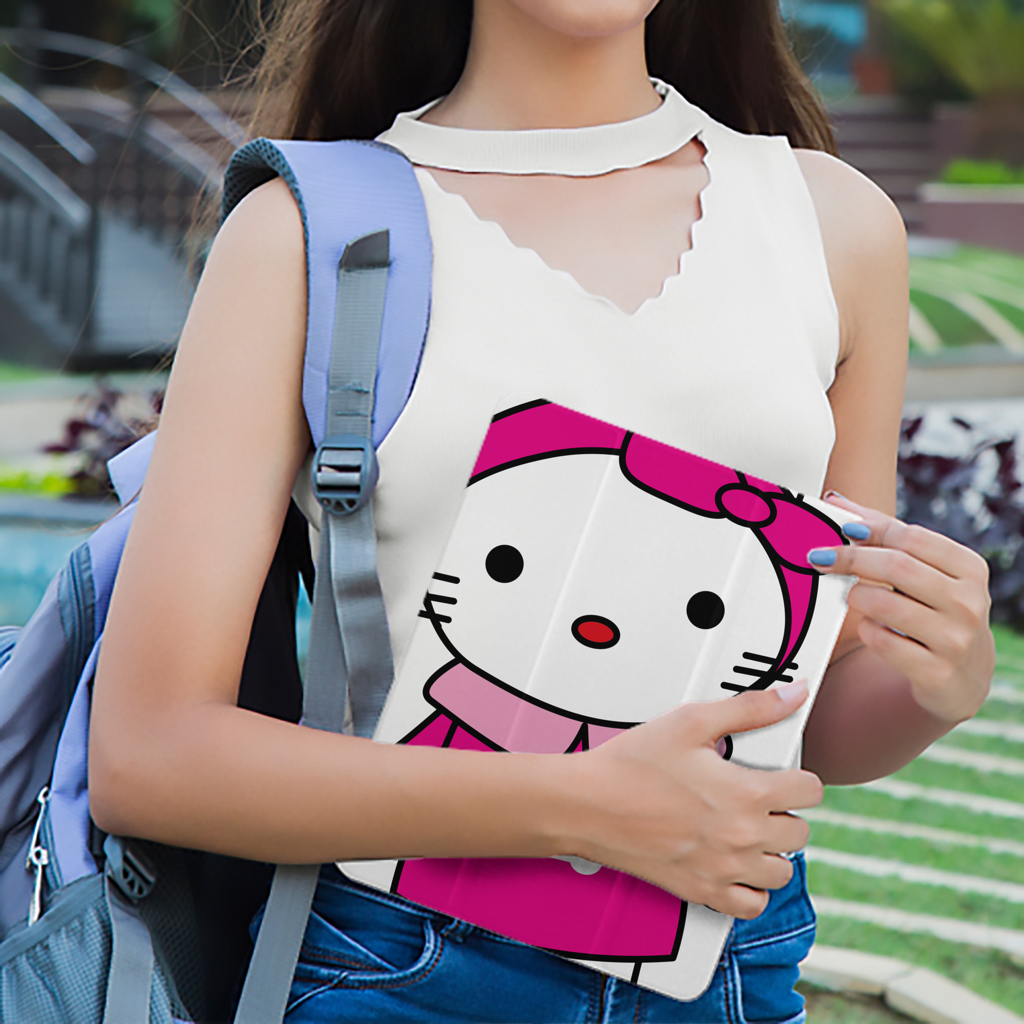 Hello Kitty ハローキティ IPad ケース ペン収納付き 三つ折りスタンド PUレザー×シリコン 対応機種9.5/10.5/10.9インチ