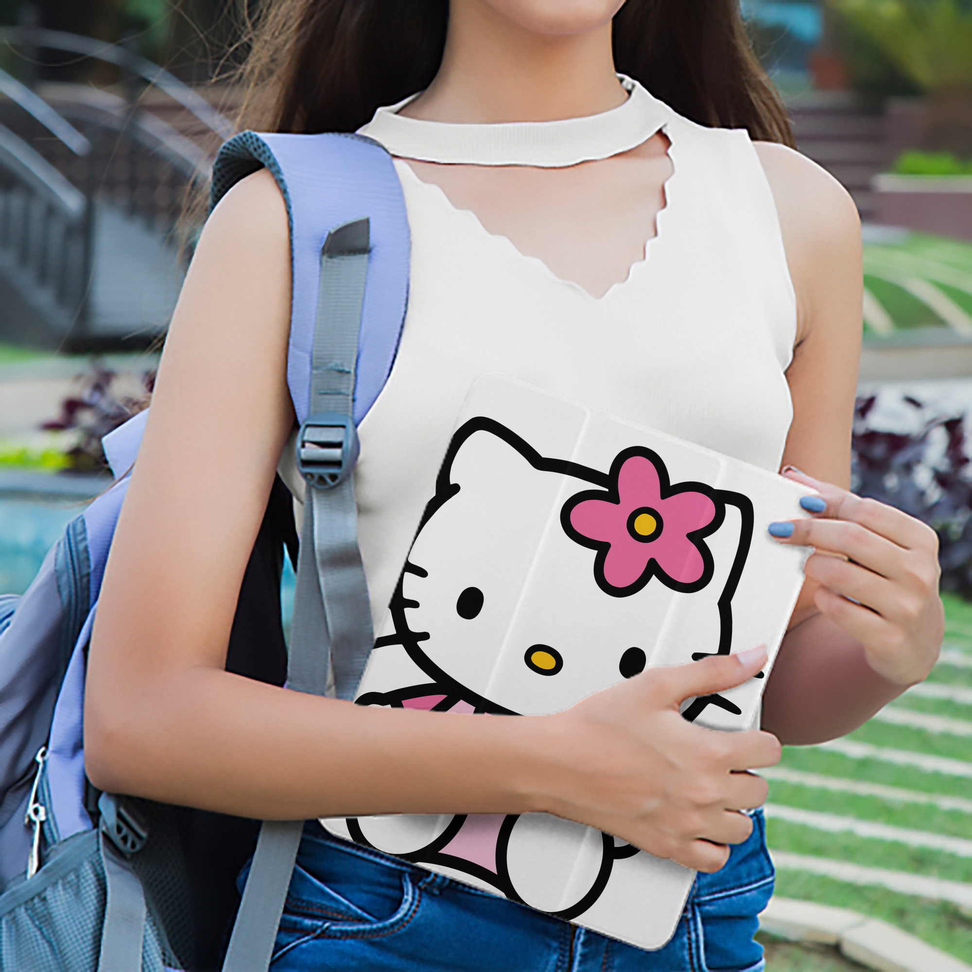 Hello Kitty ハローキティ IPad ケース ペン収納付き 三つ折りスタンド PUレザー×シリコン 対応機種9.5/10.5/10.9インチ