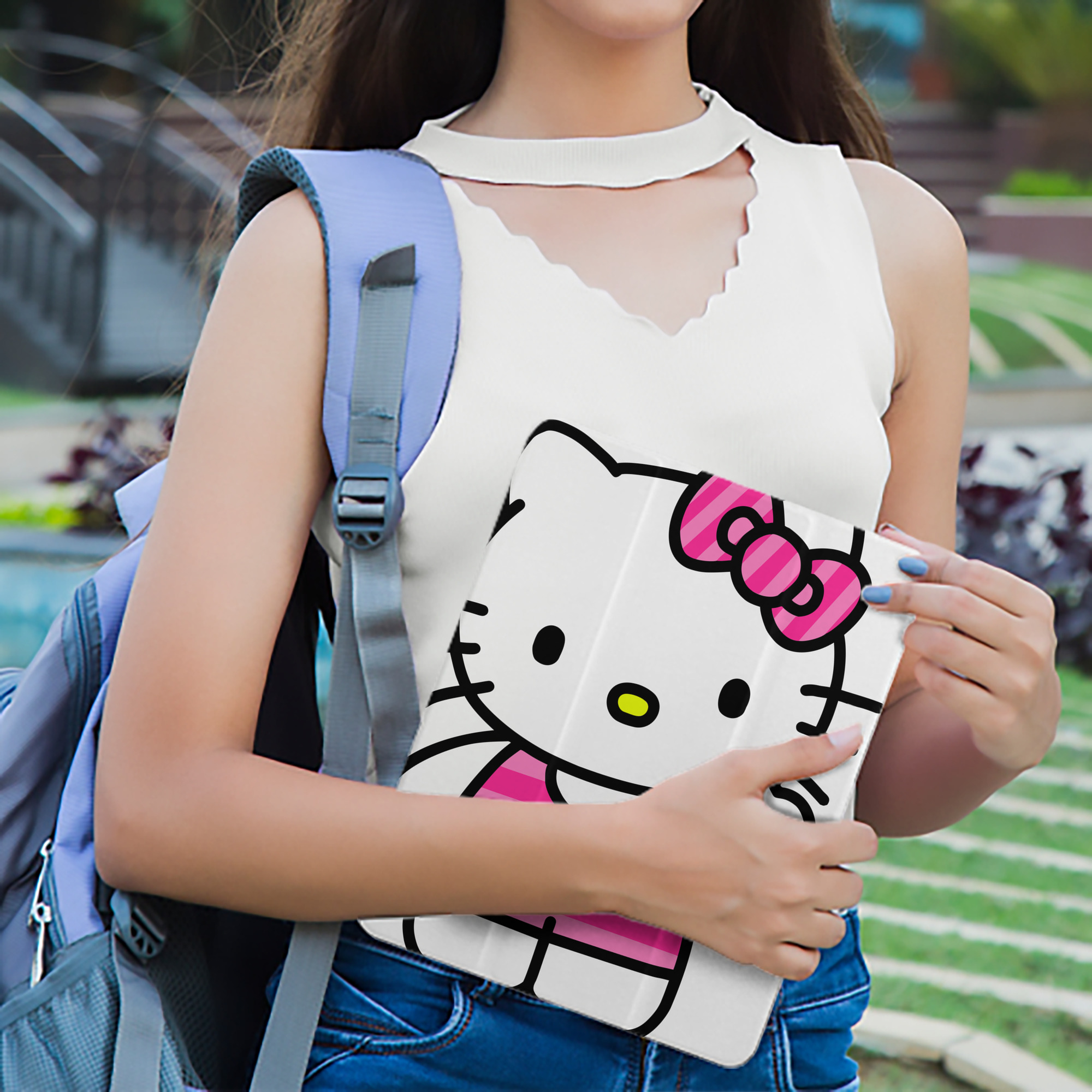 Hello Kitty ハローキティ IPad ケース ペン収納付き 三つ折りスタンド PUレザー×シリコン 対応機種9.5/10.5/10.9インチ