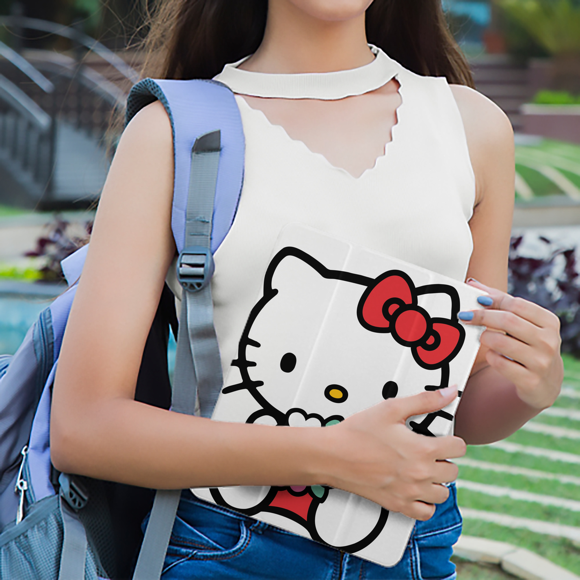 Hello Kitty ハローキティ IPad ケース ペン収納付き 三つ折りスタンド PUレザー×シリコン 対応機種9.5/10.5/10.9インチ