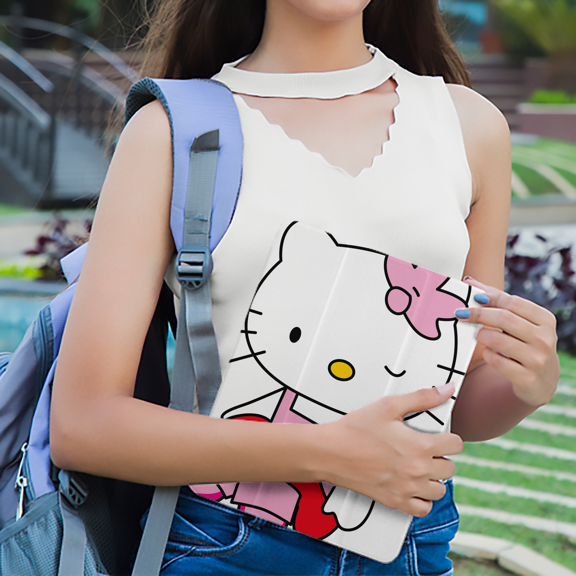Hello Kitty ハローキティ IPad ケース ペン収納付き 三つ折りスタンド PUレザー×シリコン 対応機種9.5/10.5/10.9インチ