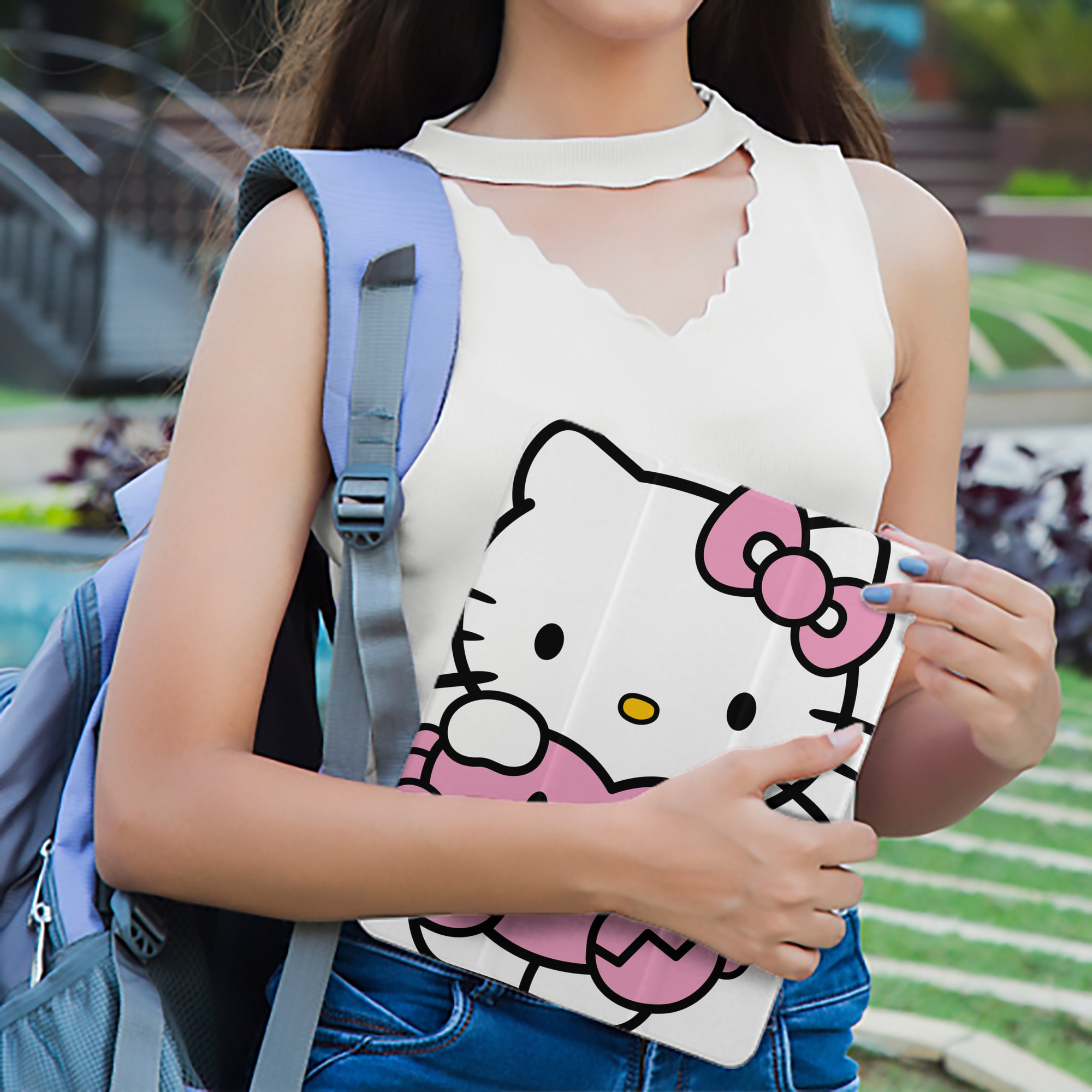 Hello Kitty ハローキティ IPad ケース ペン収納付き 三つ折りスタンド PUレザー×シリコン 対応機種9.5/10.5/10.9インチ
