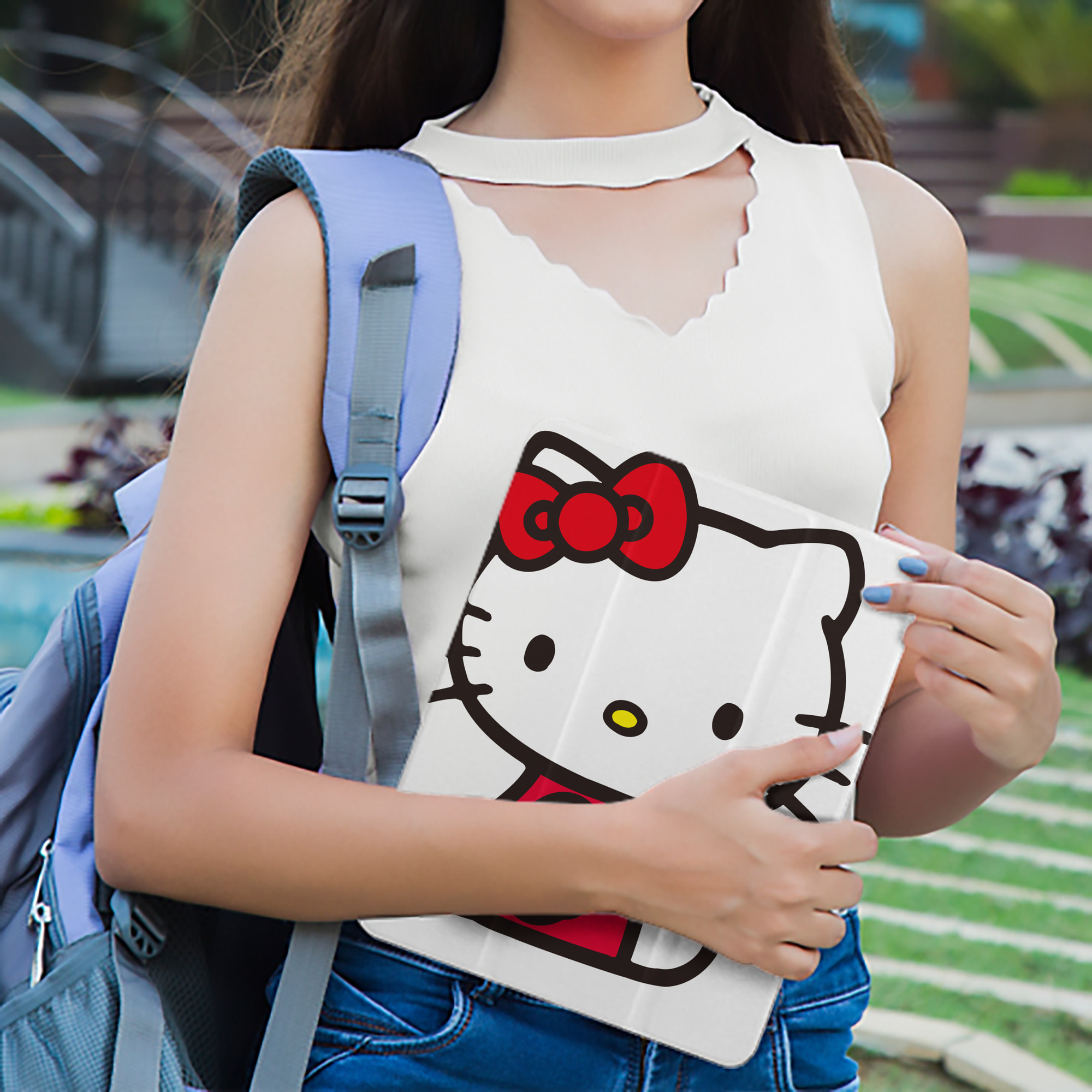 Hello Kitty ハローキティ IPad ケース ペン収納付き 三つ折りスタンド PUレザー×シリコン 対応機種9.5/10.5/10.9インチ