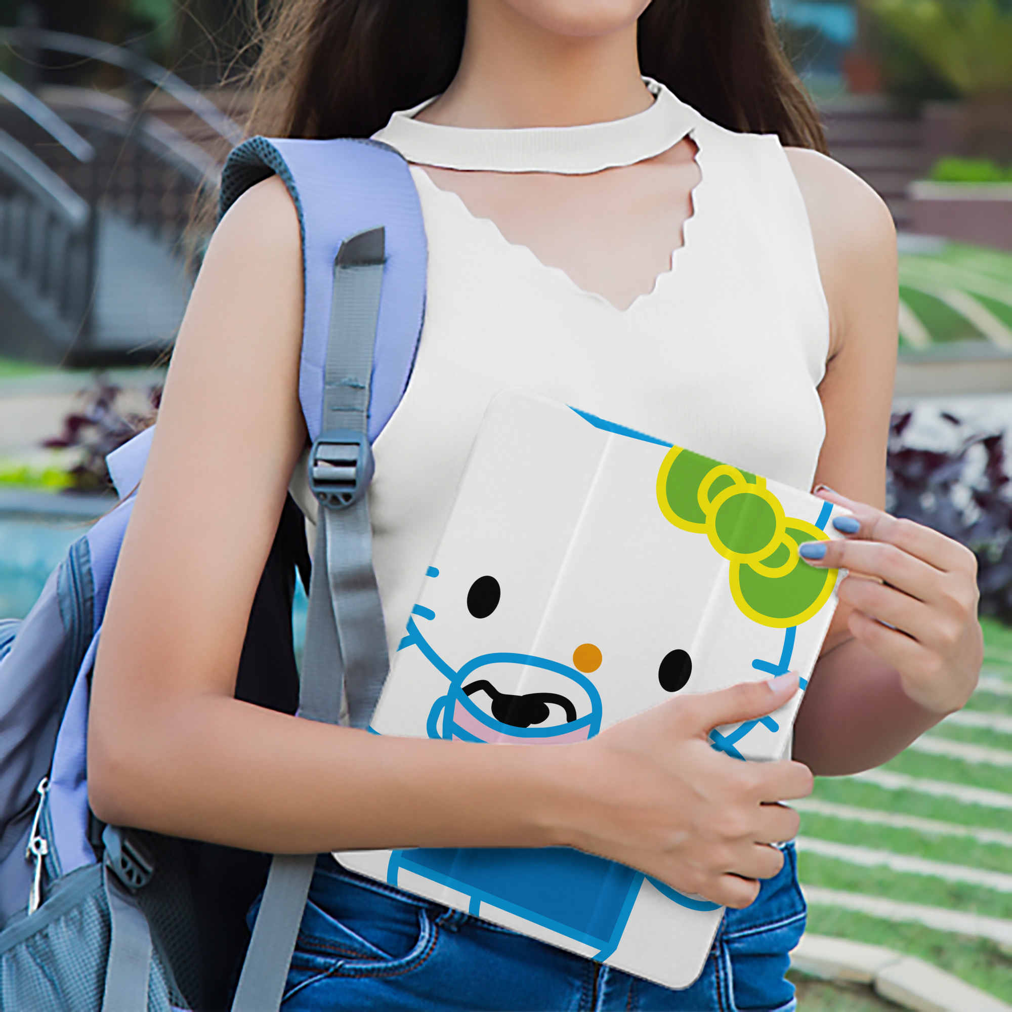 Hello Kitty ハローキティ IPad ケース ペン収納付き 三つ折りスタンド PUレザー×シリコン 対応機種9.5/10.5/10.9インチ