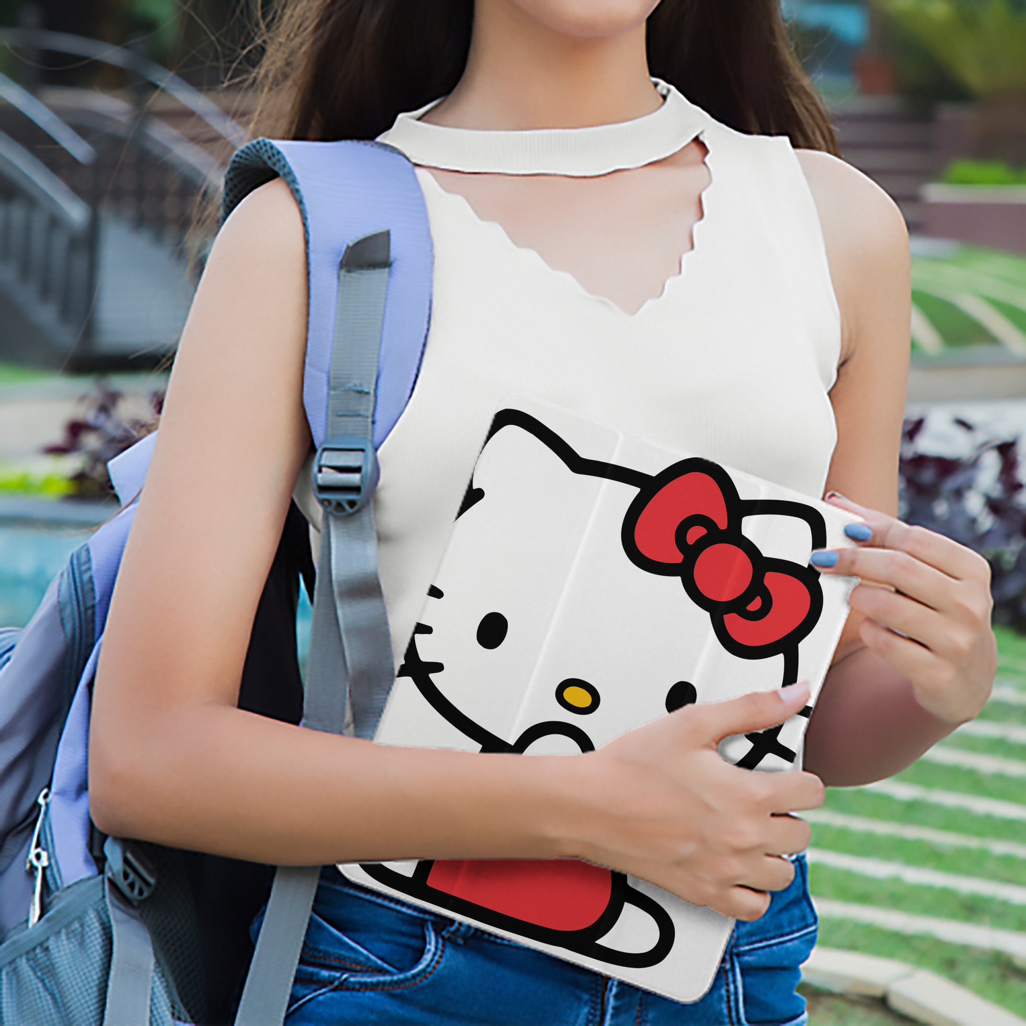 Hello Kitty ハローキティ IPad ケース ペン収納付き 三つ折りスタンド PUレザー×シリコン 対応機種9.5/10.5/10.9インチ
