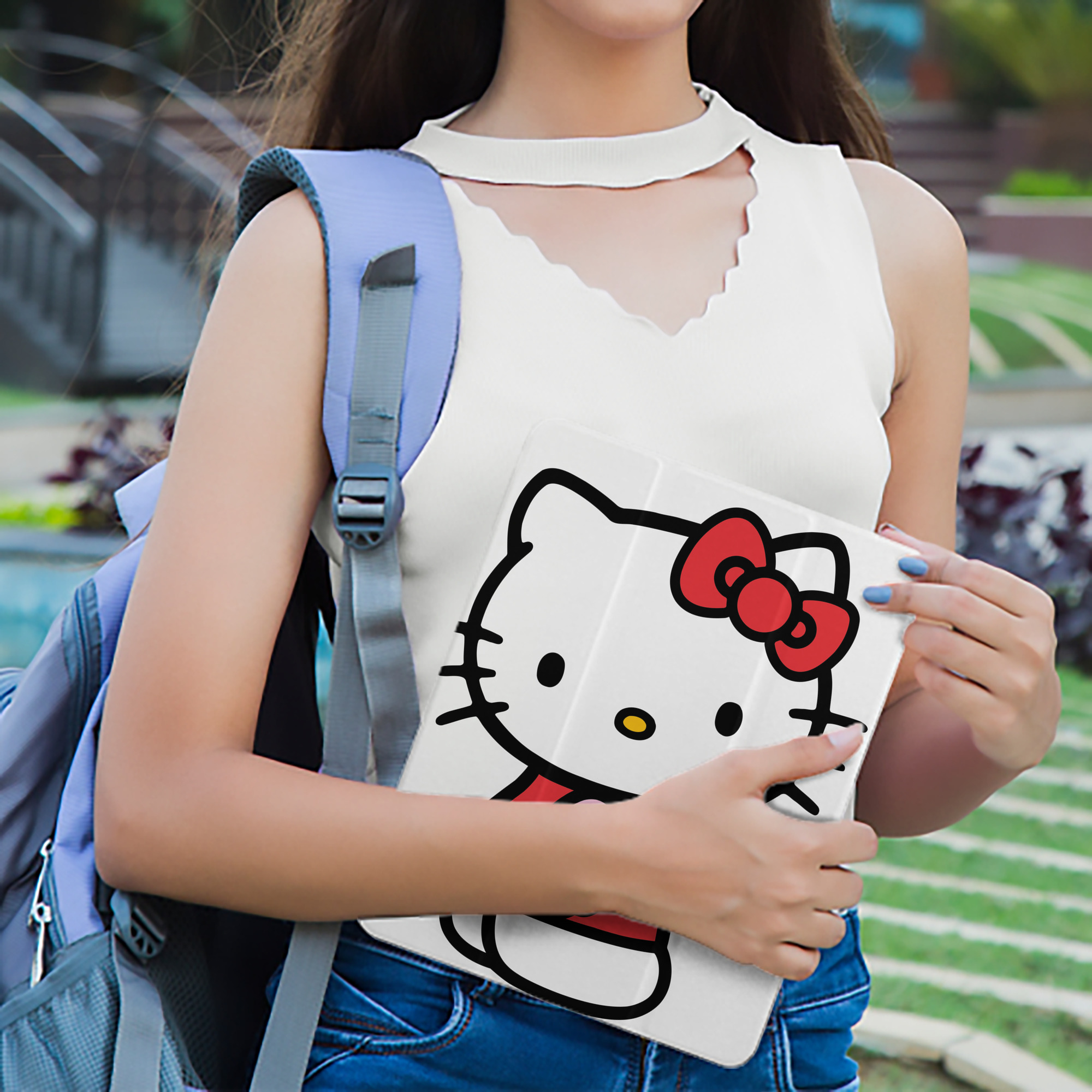 Hello Kitty ハローキティ IPad ケース ペン収納付き 三つ折りスタンド PUレザー×シリコン 対応機種9.5/10.5/10.9インチ