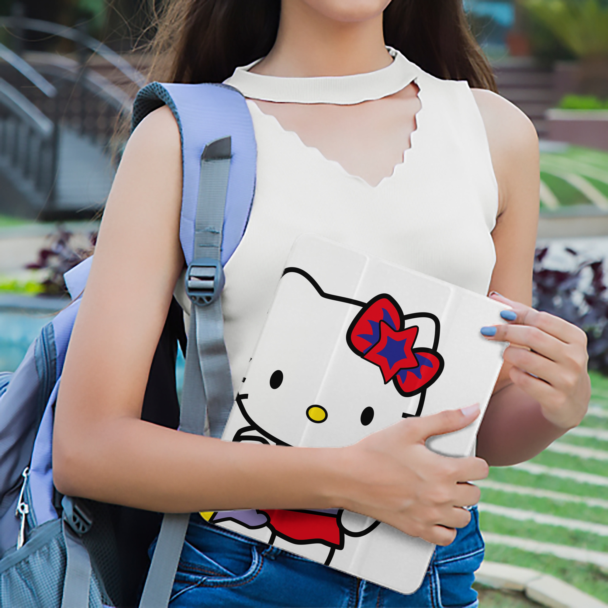 Hello Kitty ハローキティ IPad ケース ペン収納付き 三つ折りスタンド PUレザー×シリコン 対応機種9.5/10.5/10.9インチ