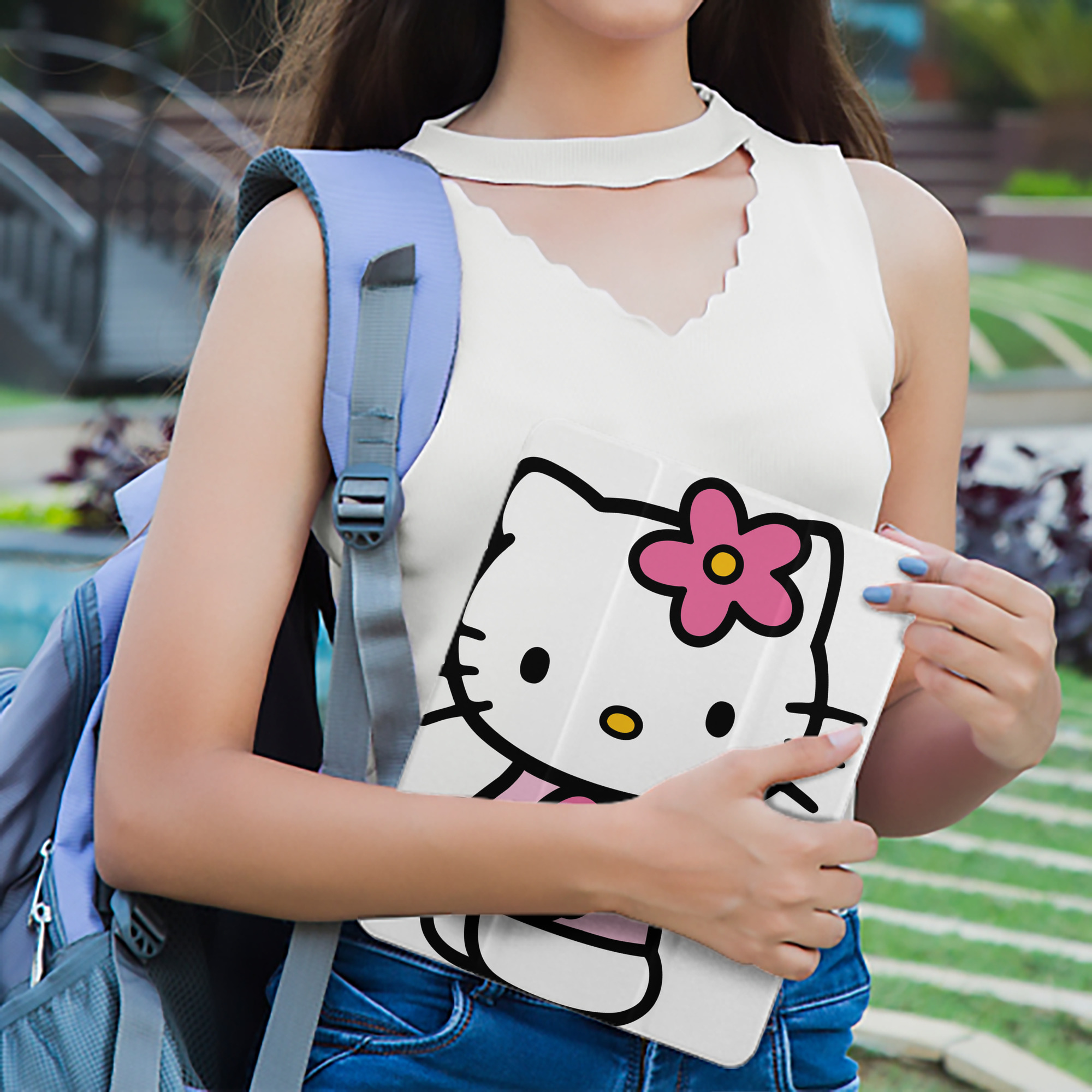 Hello Kitty ハローキティ IPad ケース ペン収納付き 三つ折りスタンド PUレザー×シリコン 対応機種9.5/10.5/10.9インチ