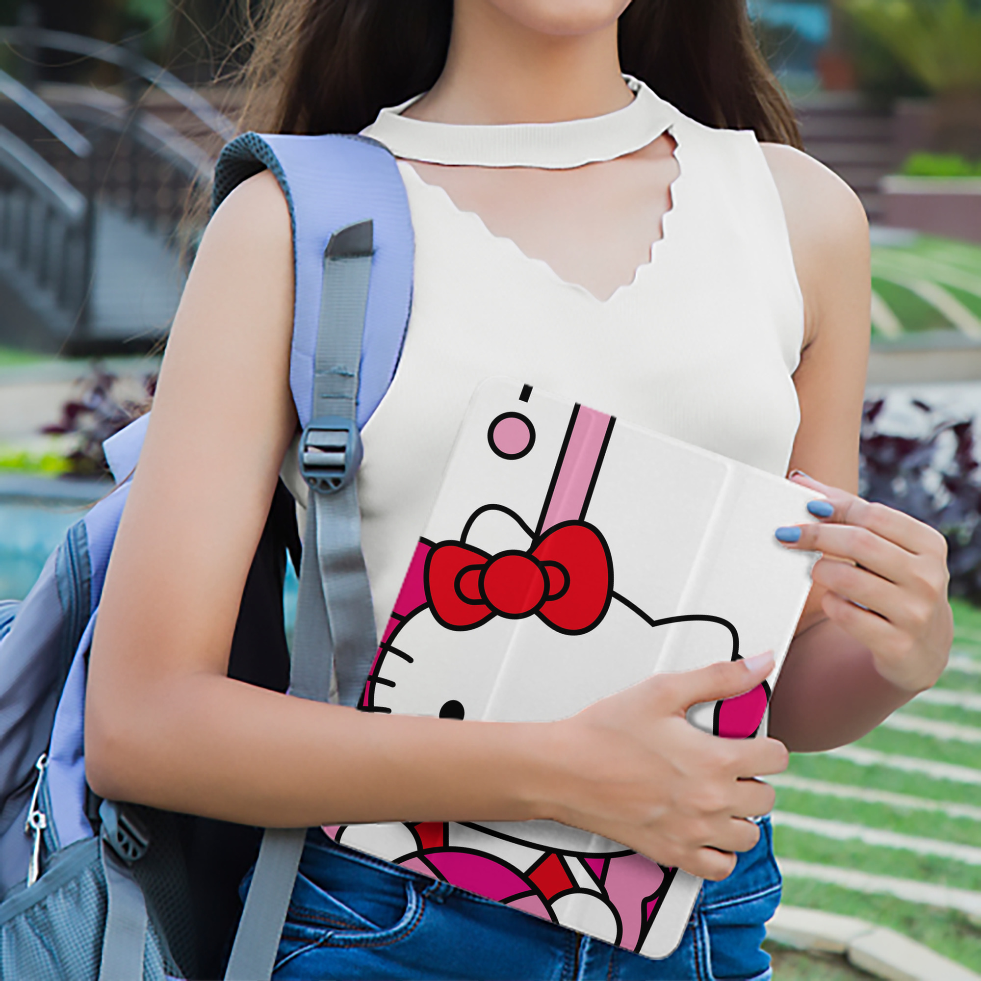 Hello Kitty ハローキティ IPad ケース ペン収納付き 三つ折りスタンド PUレザー×シリコン 対応機種9.5/10.5/10.9インチ