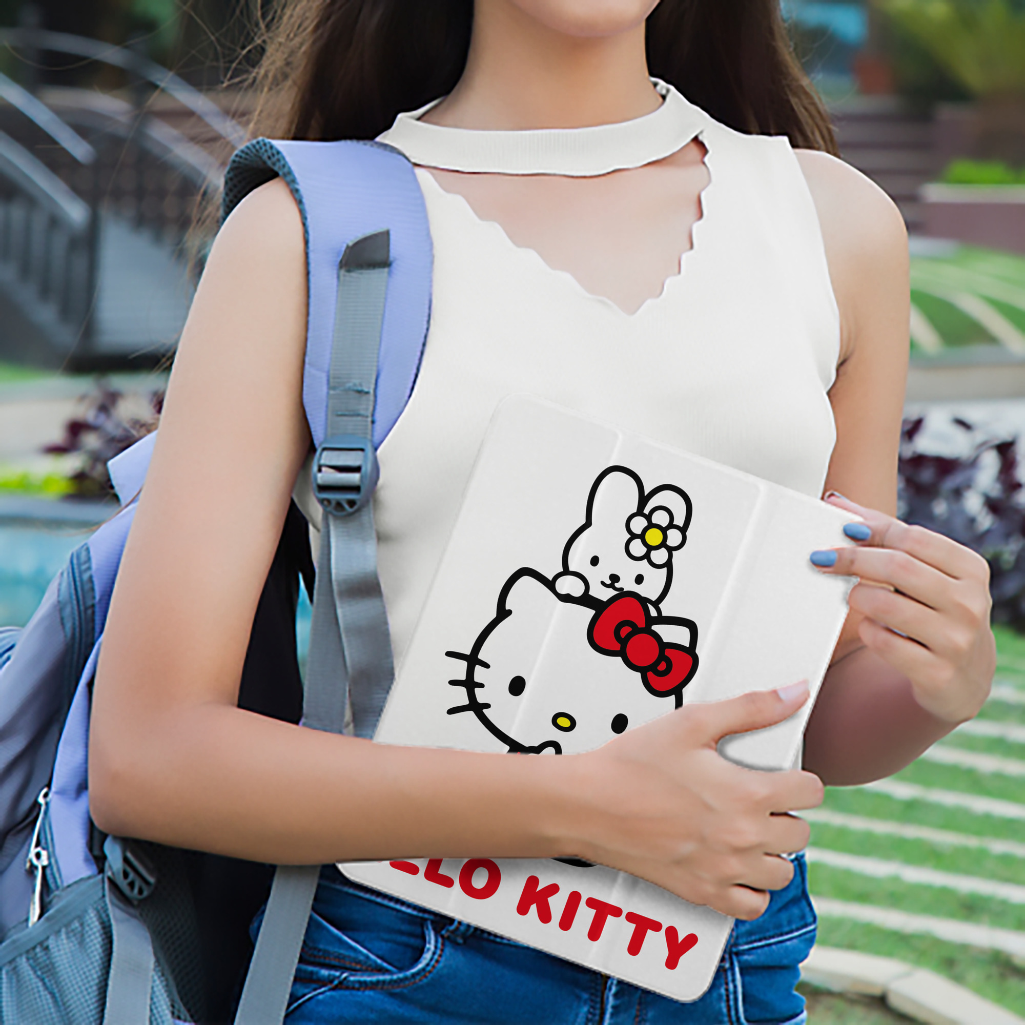 Hello Kitty ハローキティ IPad ケース ペン収納付き 三つ折りスタンド PUレザー×シリコン 対応機種9.5/10.5/10.9インチ