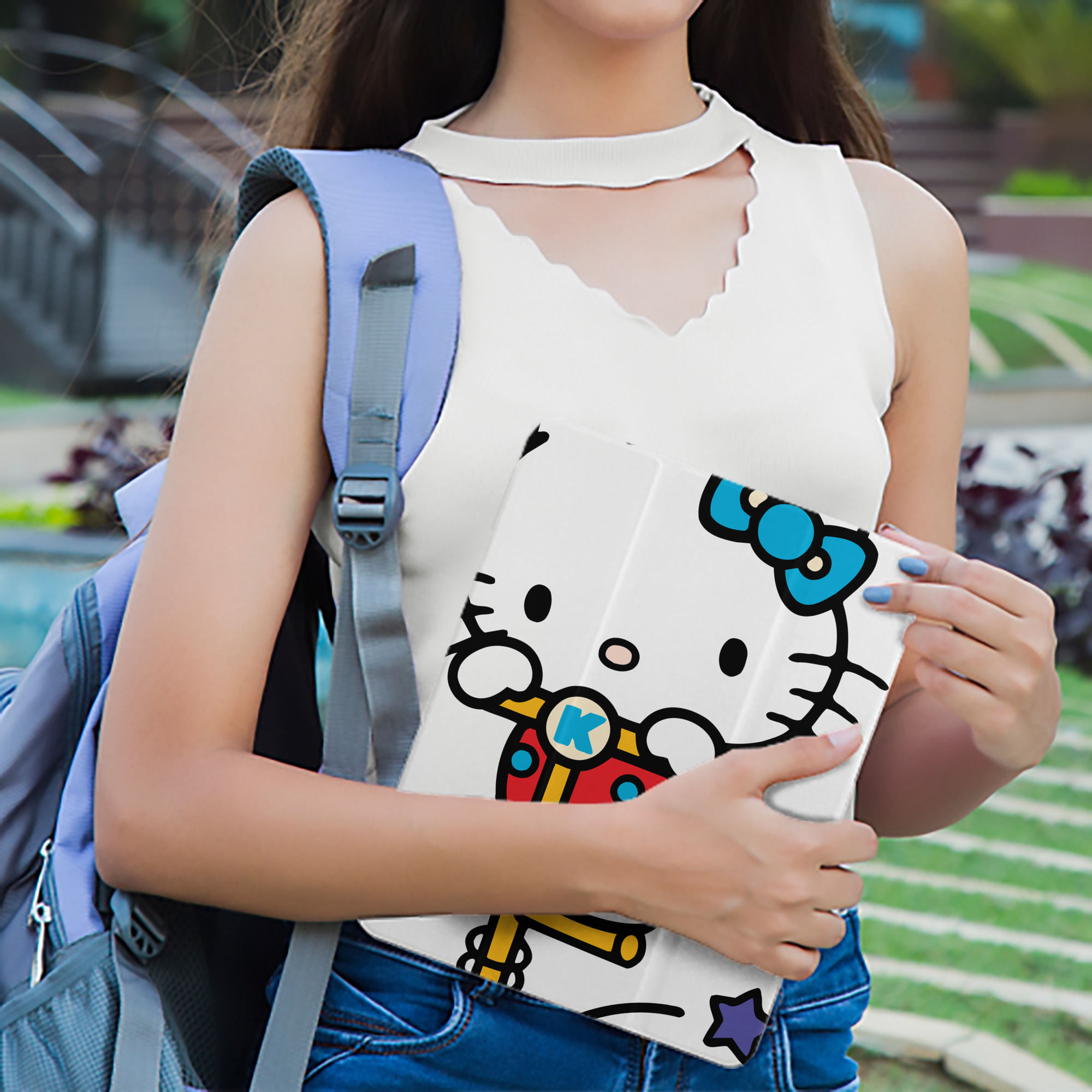 Hello Kitty ハローキティ IPad ケース ペン収納付き 三つ折りスタンド PUレザー×シリコン 対応機種9.5/10.5/10.9インチ