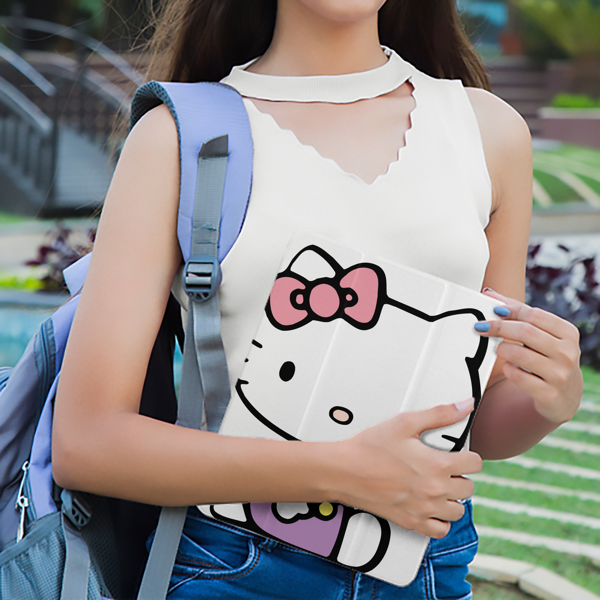 Hello Kitty ハローキティ IPad ケース ペン収納付き 三つ折りスタンド PUレザー×シリコン 対応機種9.5/10.5/10.9インチ