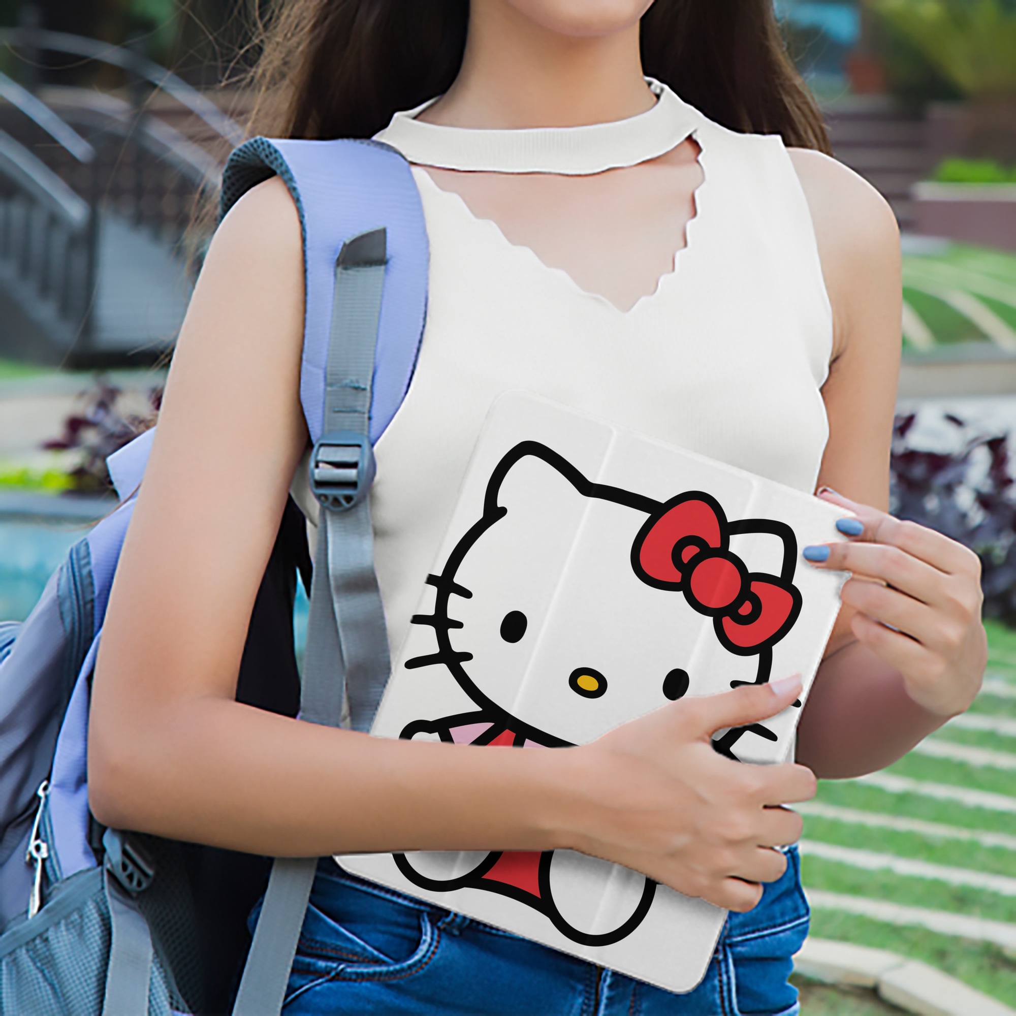 Hello Kitty ハローキティ IPad ケース ペン収納付き 三つ折りスタンド PUレザー×シリコン 対応機種9.5/10.5/10.9インチ