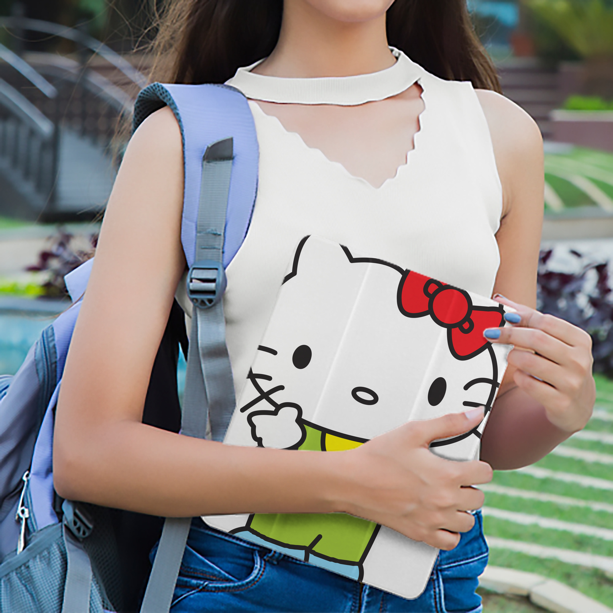 Hello Kitty ハローキティ IPad ケース ペン収納付き 三つ折りスタンド PUレザー×シリコン 対応機種9.5/10.5/10.9インチ