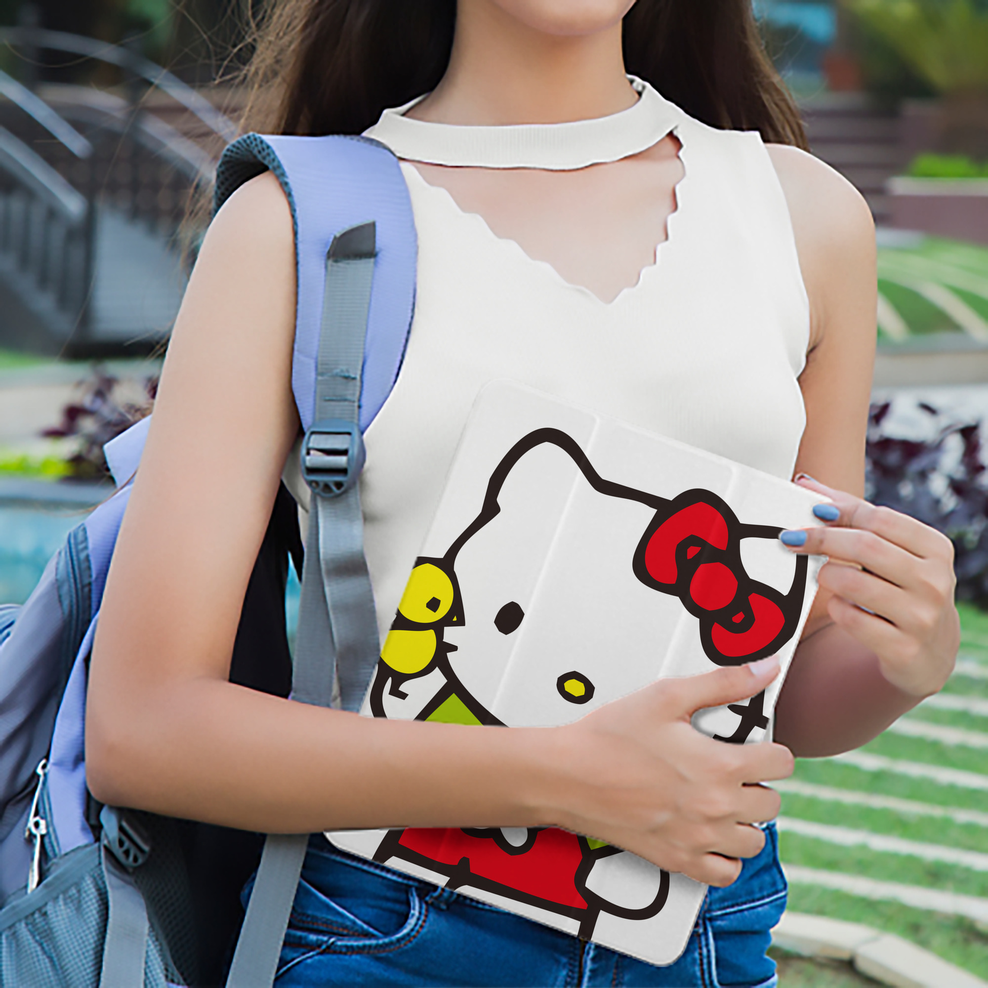 Hello Kitty ハローキティ IPad ケース ペン収納付き 三つ折りスタンド PUレザー×シリコン 対応機種9.5/10.5/10.9インチ