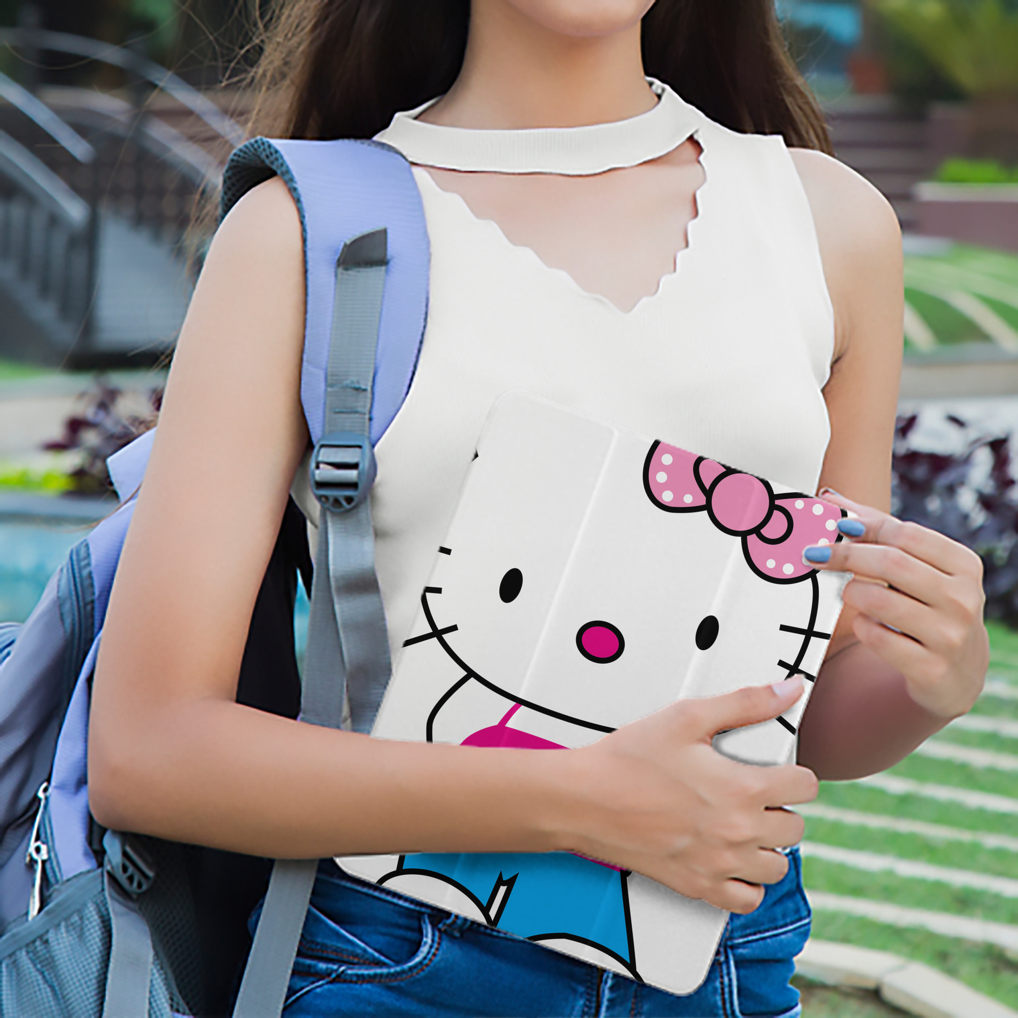 Hello Kitty ハローキティ IPad ケース ペン収納付き 三つ折りスタンド PUレザー×シリコン 対応機種9.5/10.5/10.9インチ