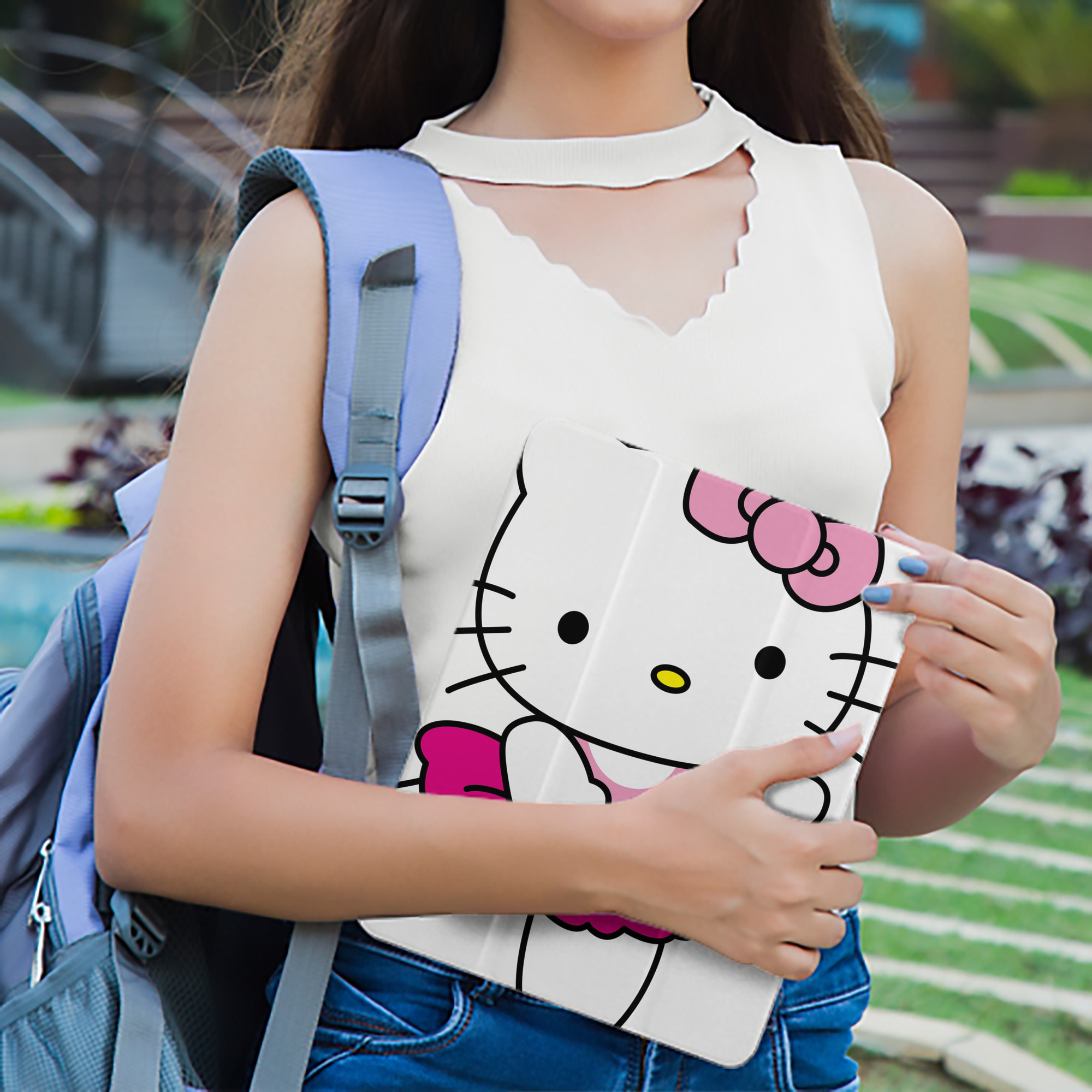 Hello Kitty ハローキティ IPad ケース ペン収納付き 三つ折りスタンド PUレザー×シリコン 対応機種9.5/10.5/10.9インチ
